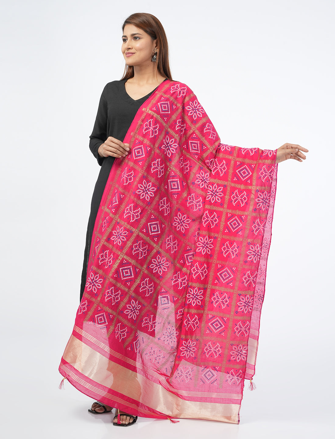 Ghatchola Checks Gaji Silk Dupatta
