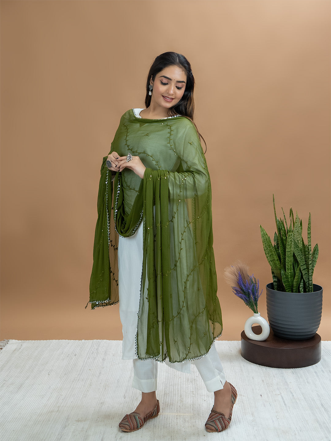 Embroidered Chiffon Dupatta