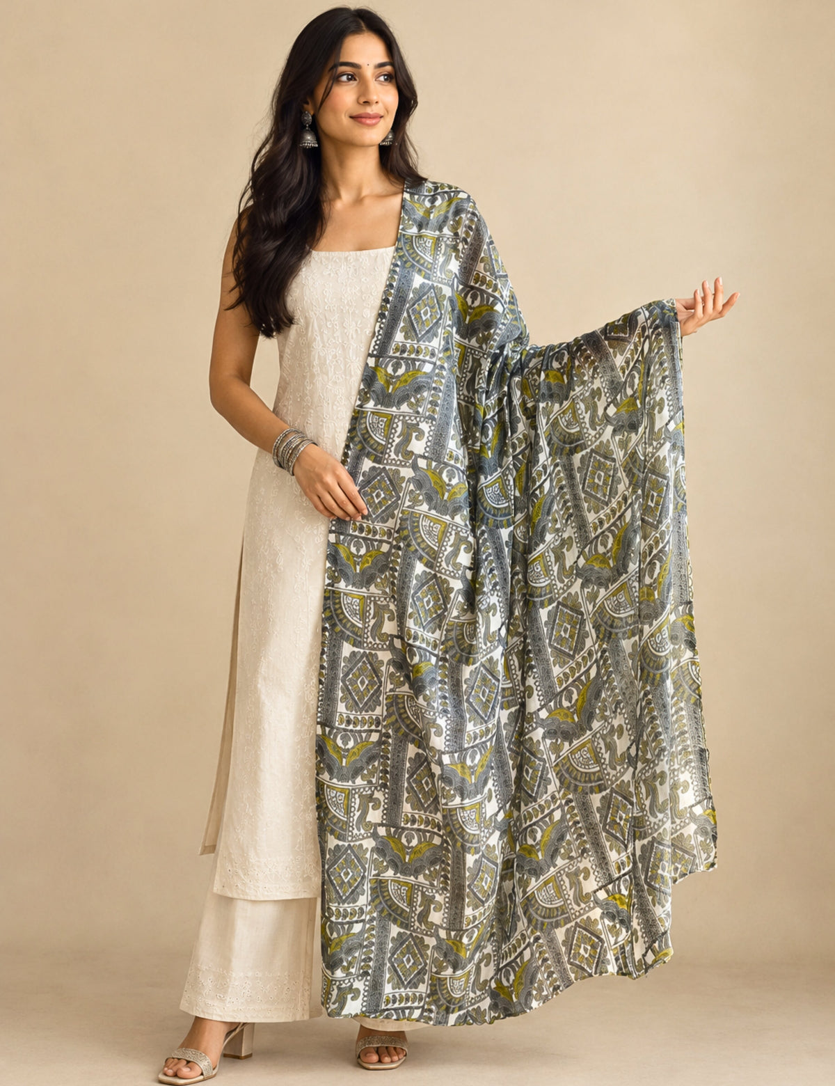 Ethnic Limegreen Cotton Dupatta