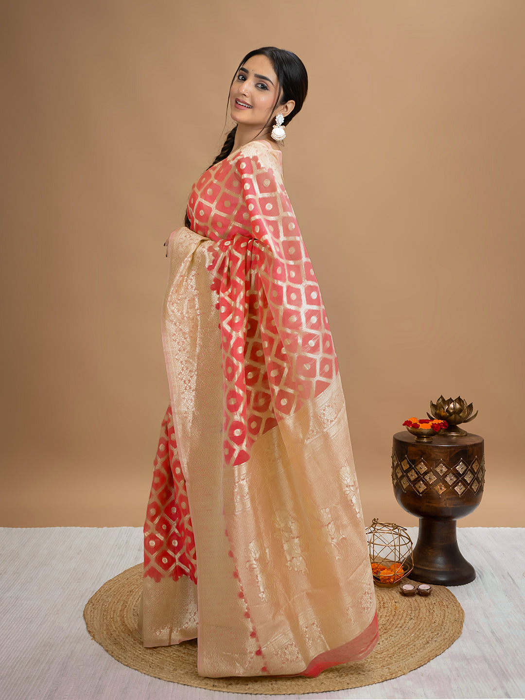 Floral Cotton Linen Saree