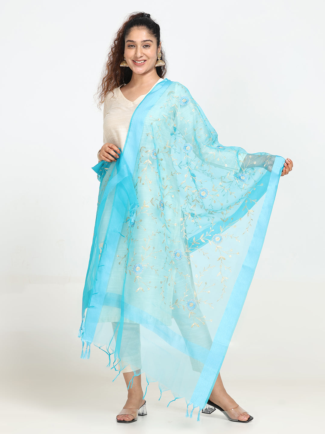 Embroidered Chanderi Dupatta