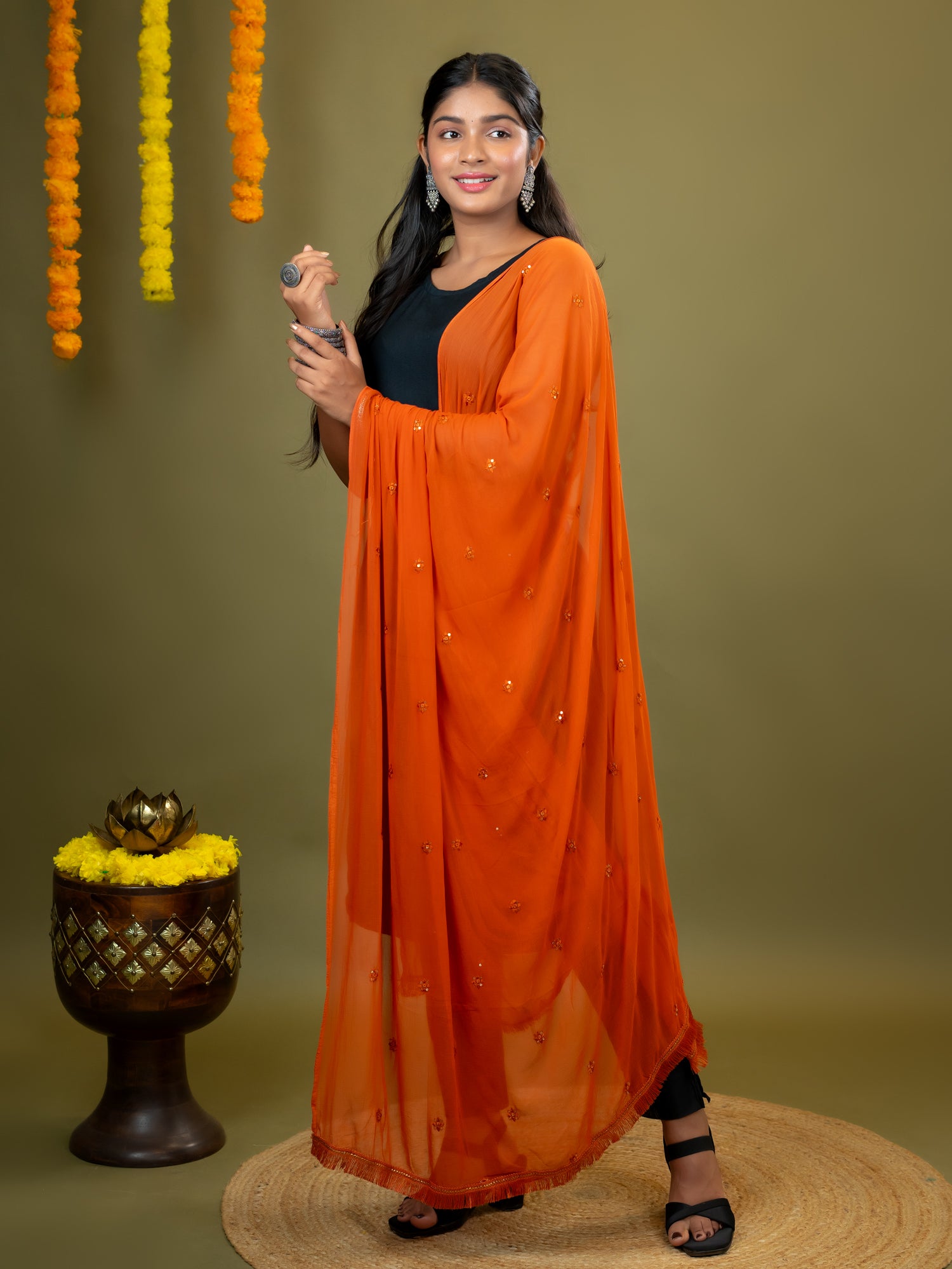 Rust Chiffon Dupatta