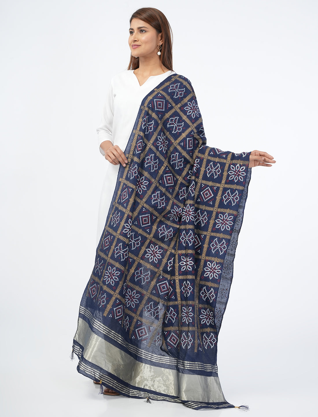 Ghatchola Checks Gaji Silk Dupatta