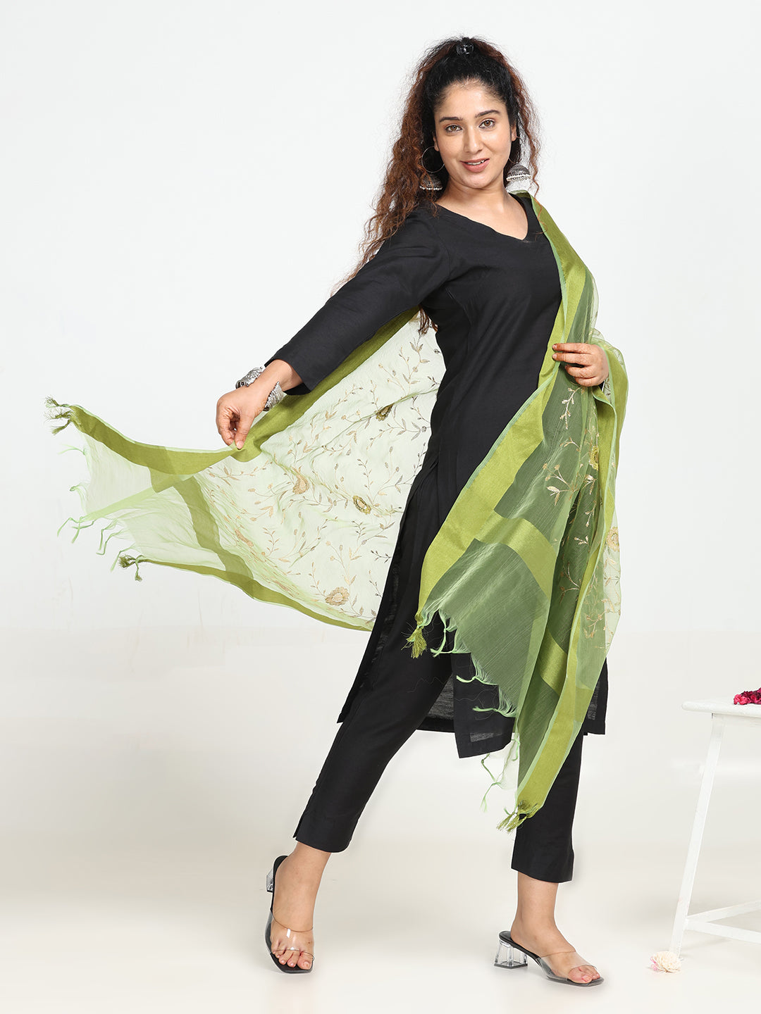 Embroidered Chanderi Dupatta