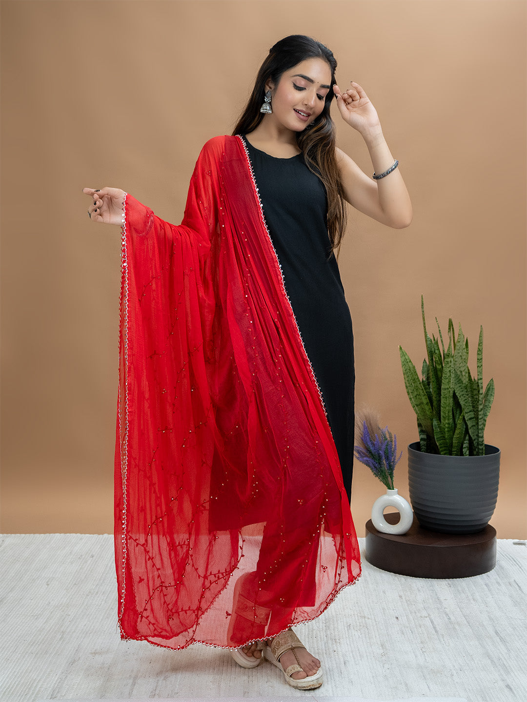 Embroidered Chiffon Dupatta