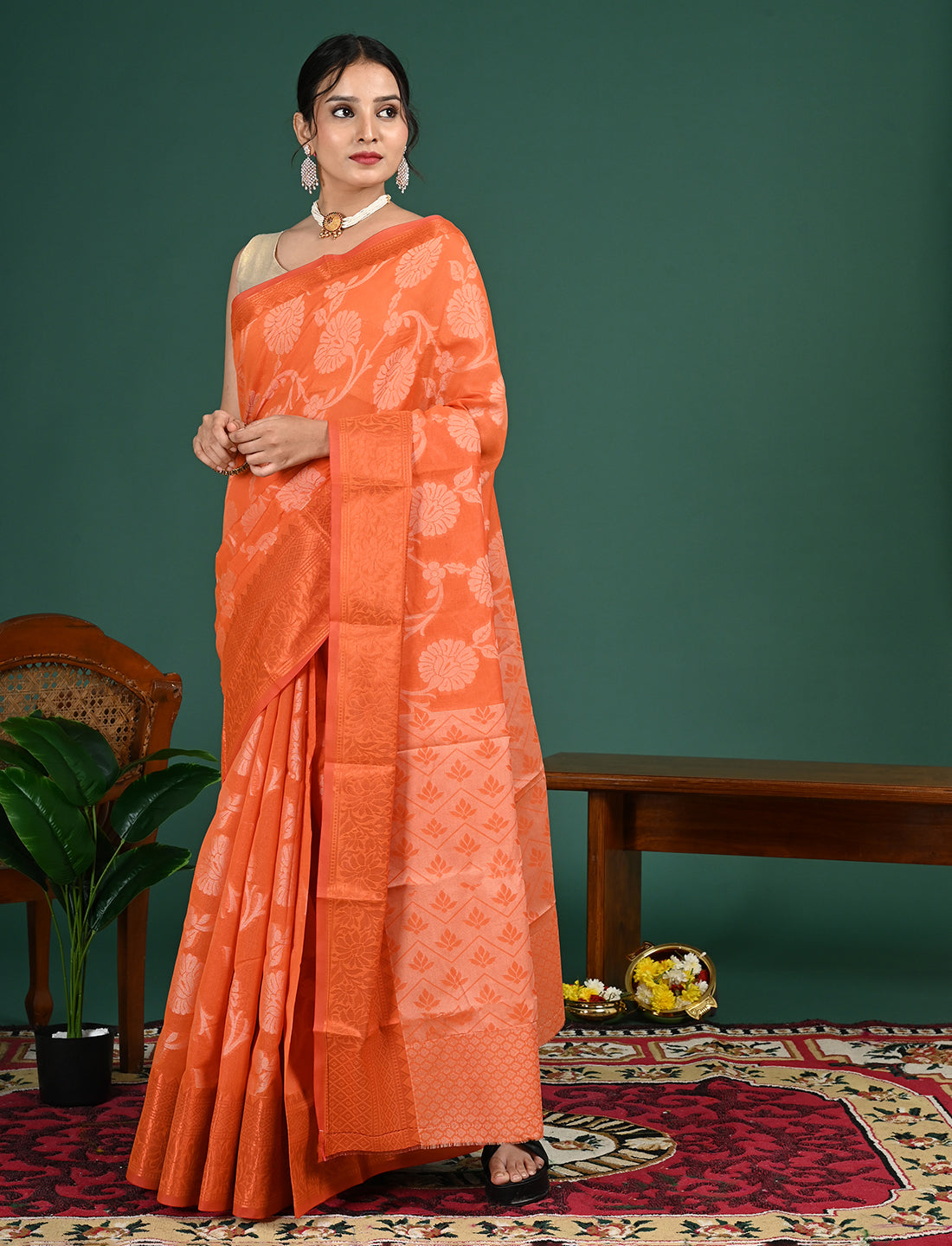 Kota Semi Cotton Geometric Saree