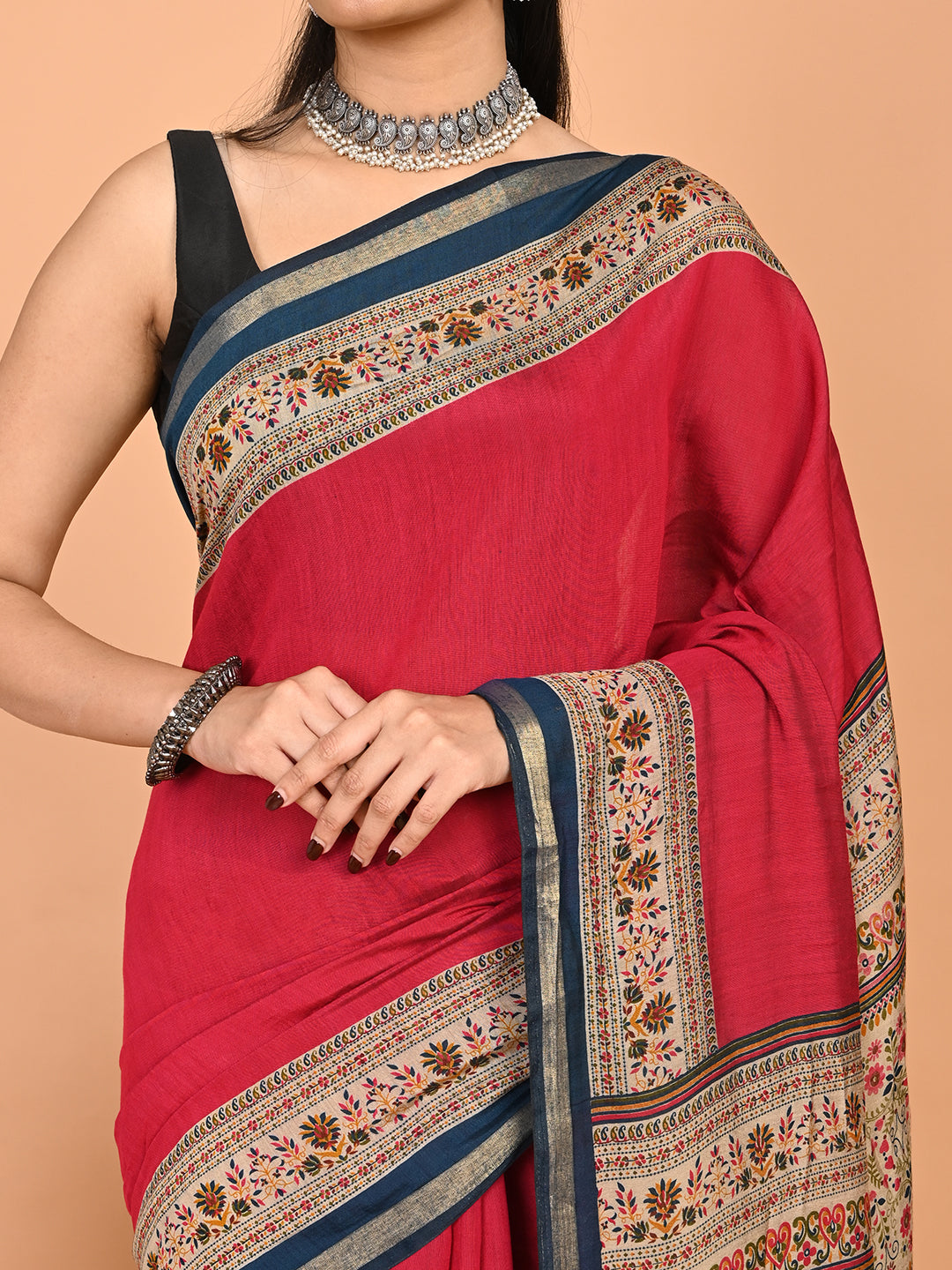 Solid Viscose Cotton Saree