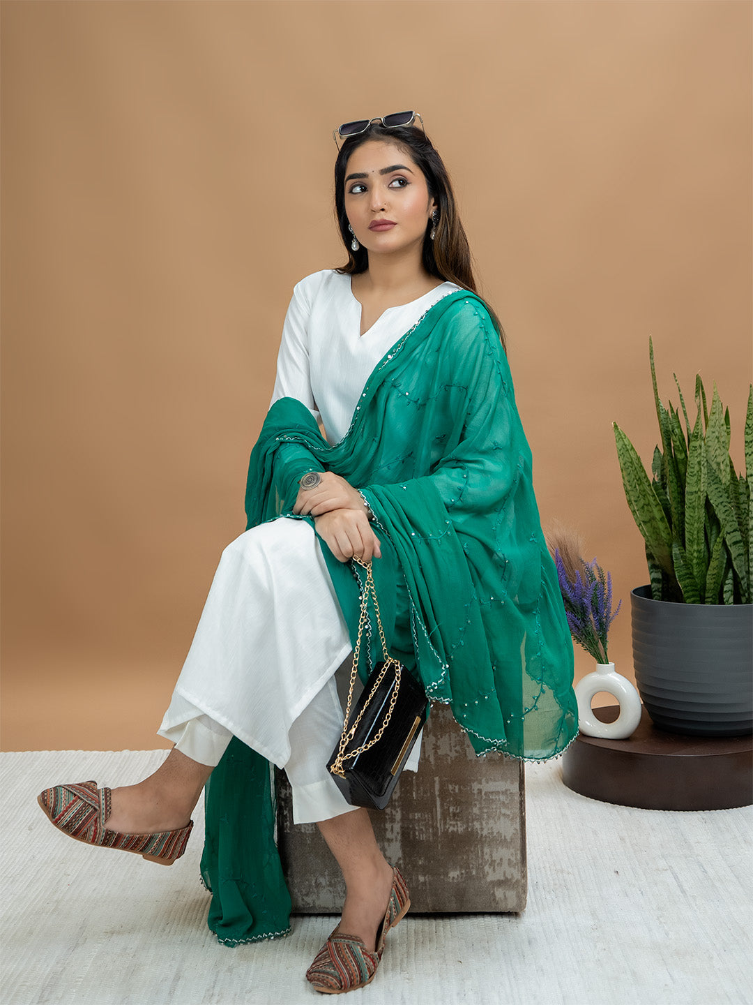 Embroidered Chiffon Dupatta