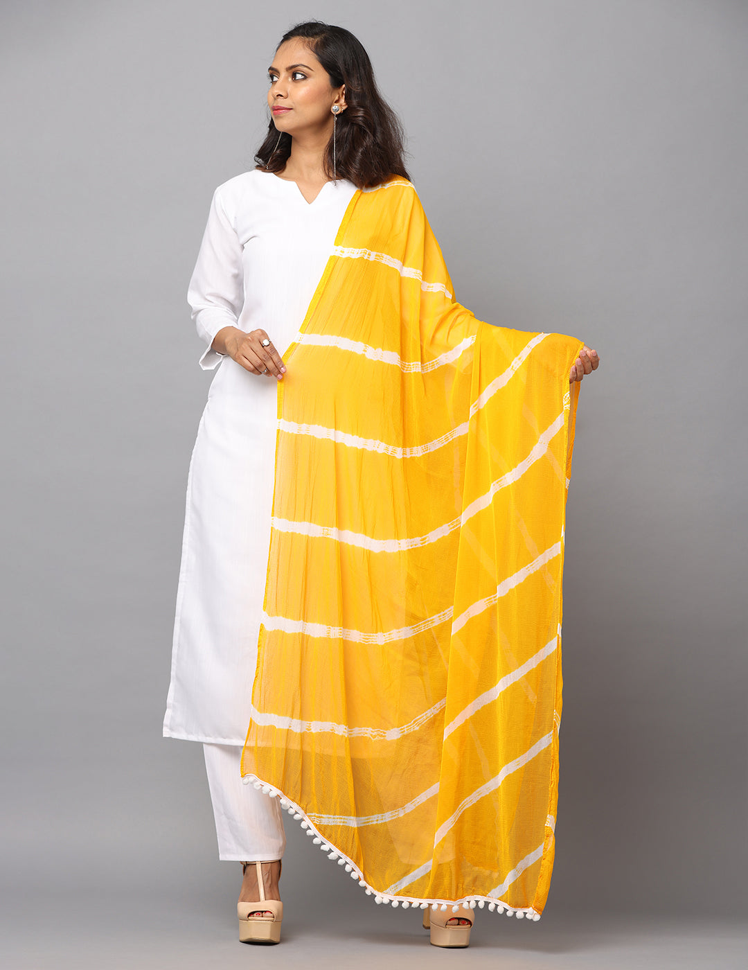 Striped Bandhini Chiffon Dupatta