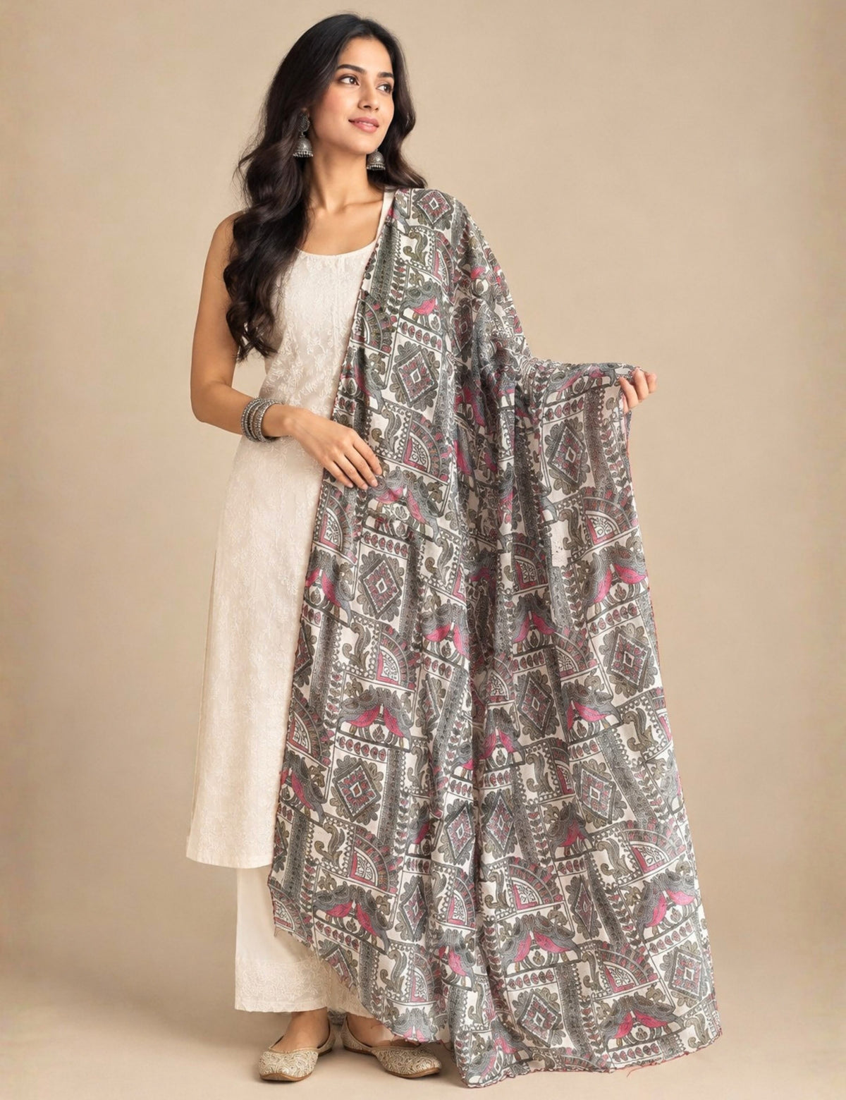 Ethnic Purple Cotton Dupatta