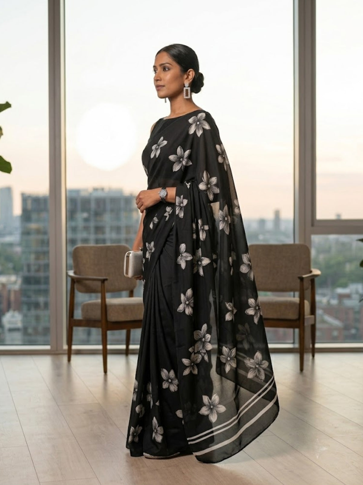 Solid Crepe Silk Saree