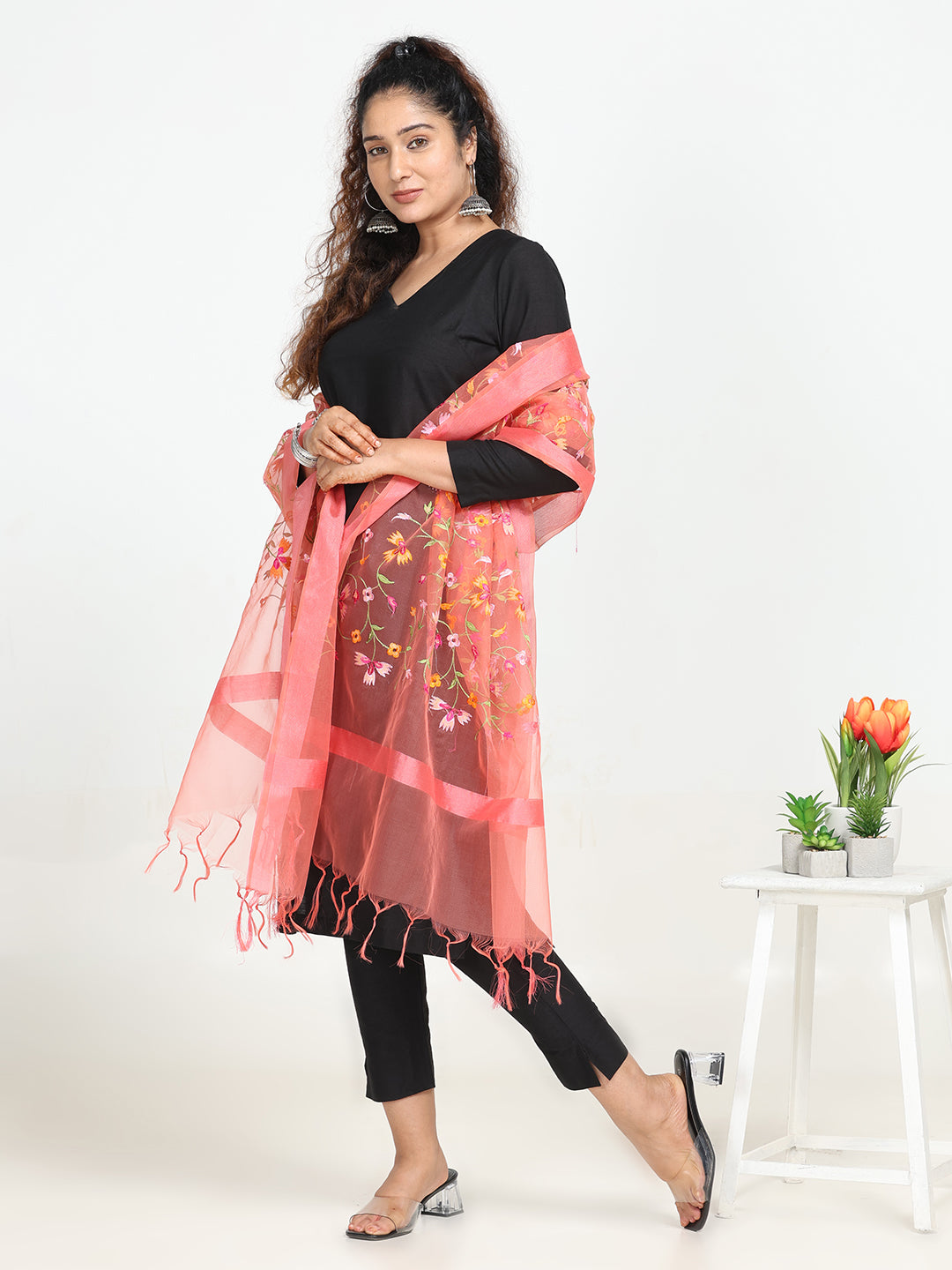 Floral Chiffon Dupatta