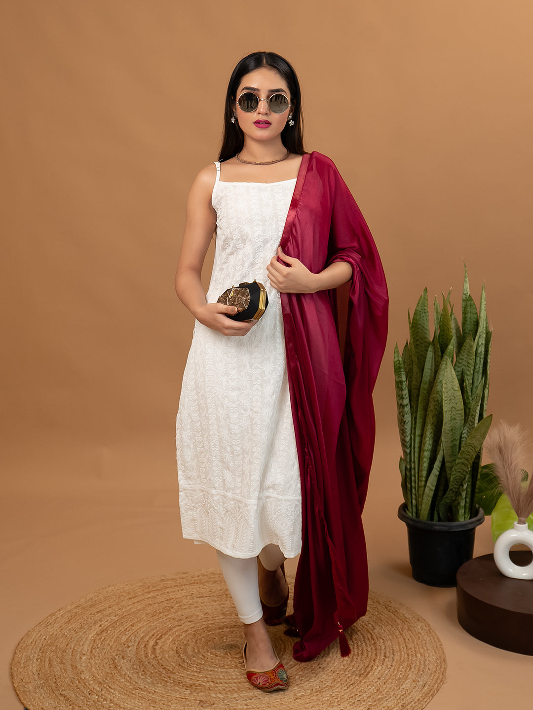 Solid Satin Crepe Dupatta