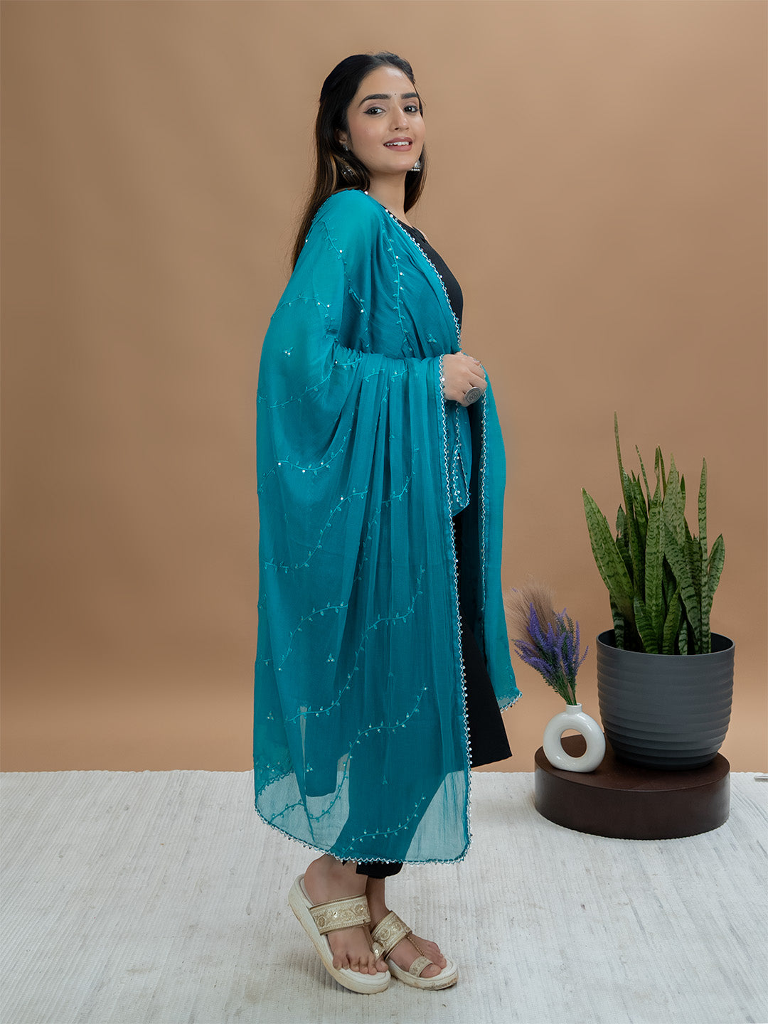 Embroidered Chiffon Dupatta