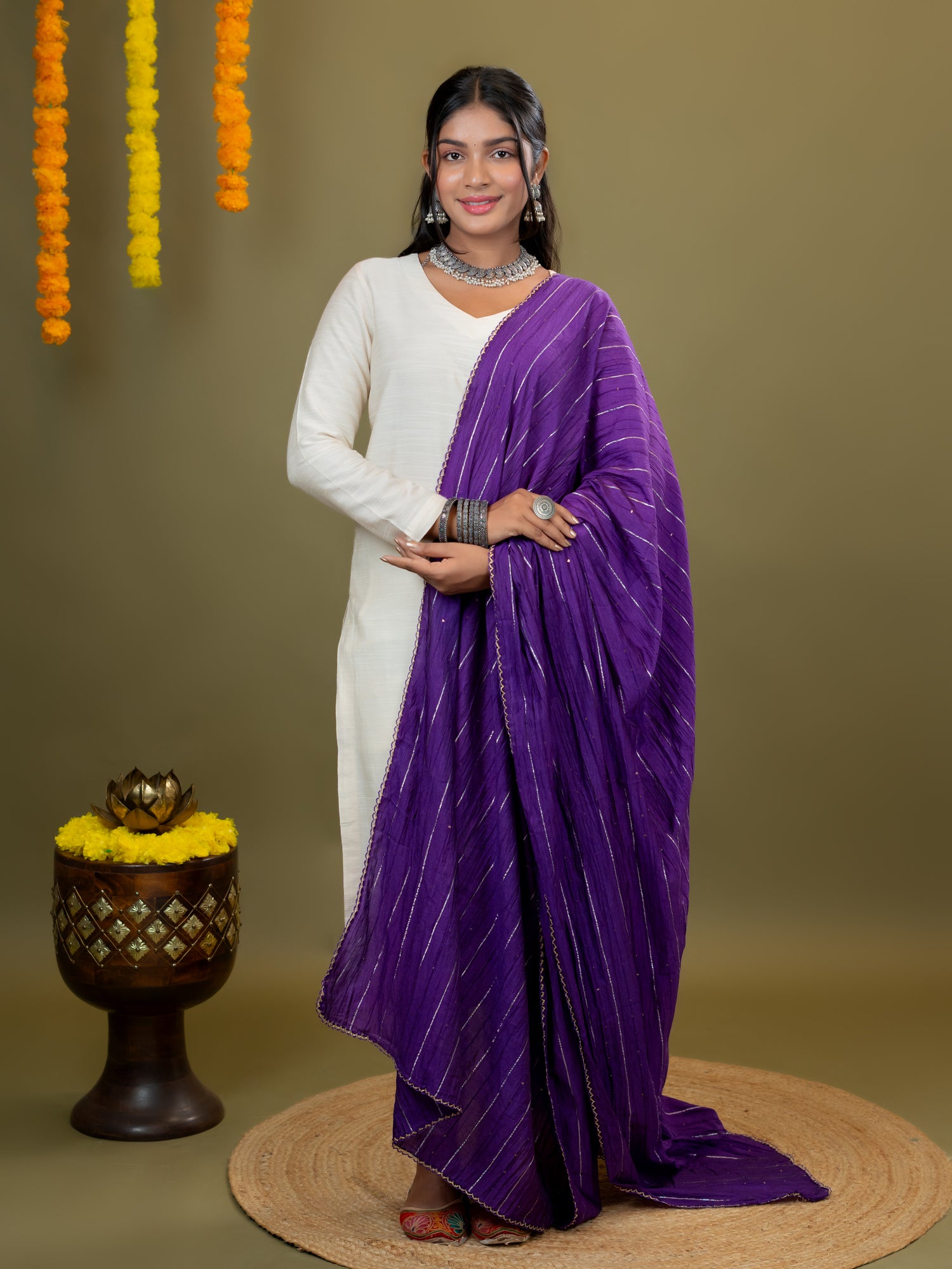 Purple Stripe Dupatta