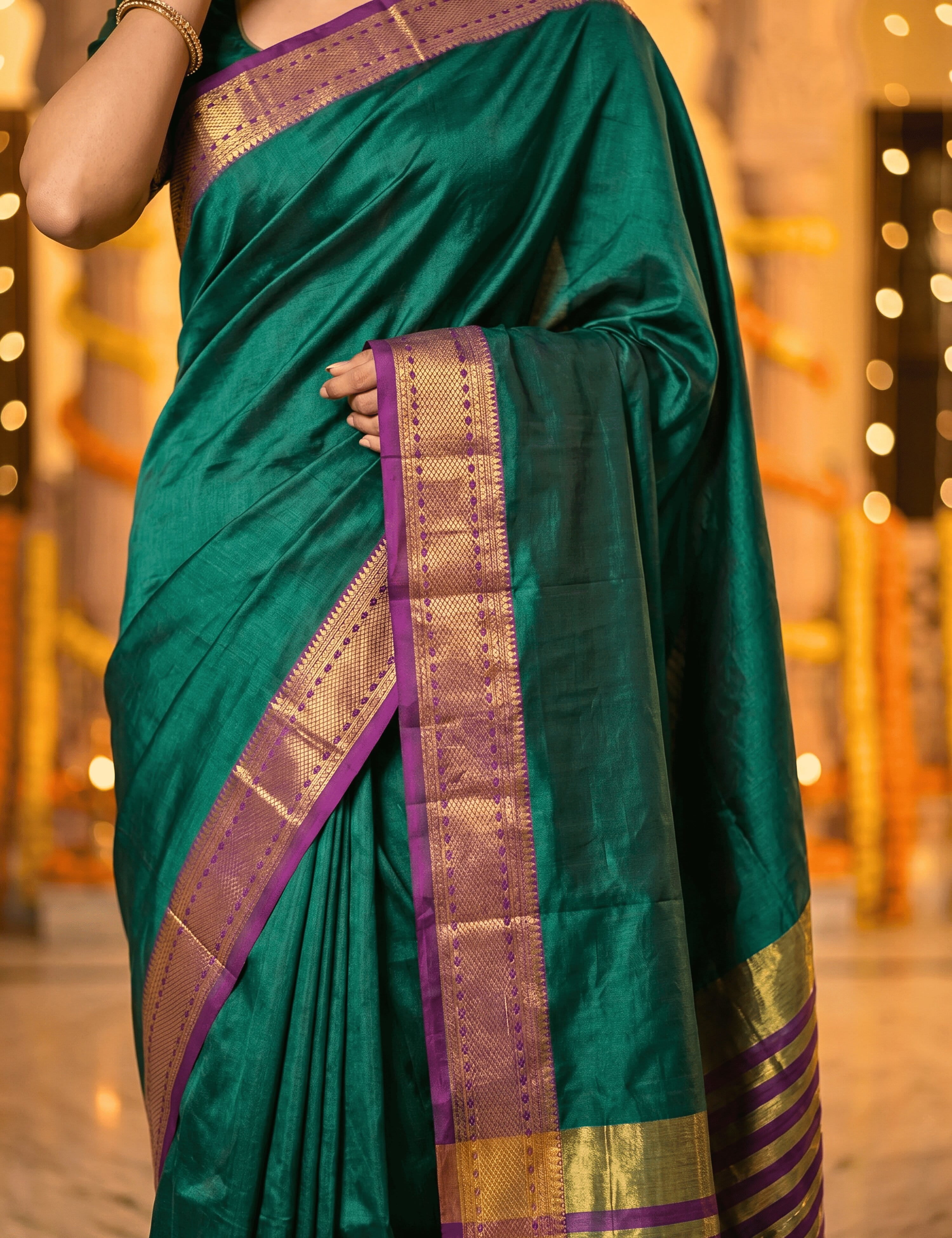 Solid Cotton Blend Saree