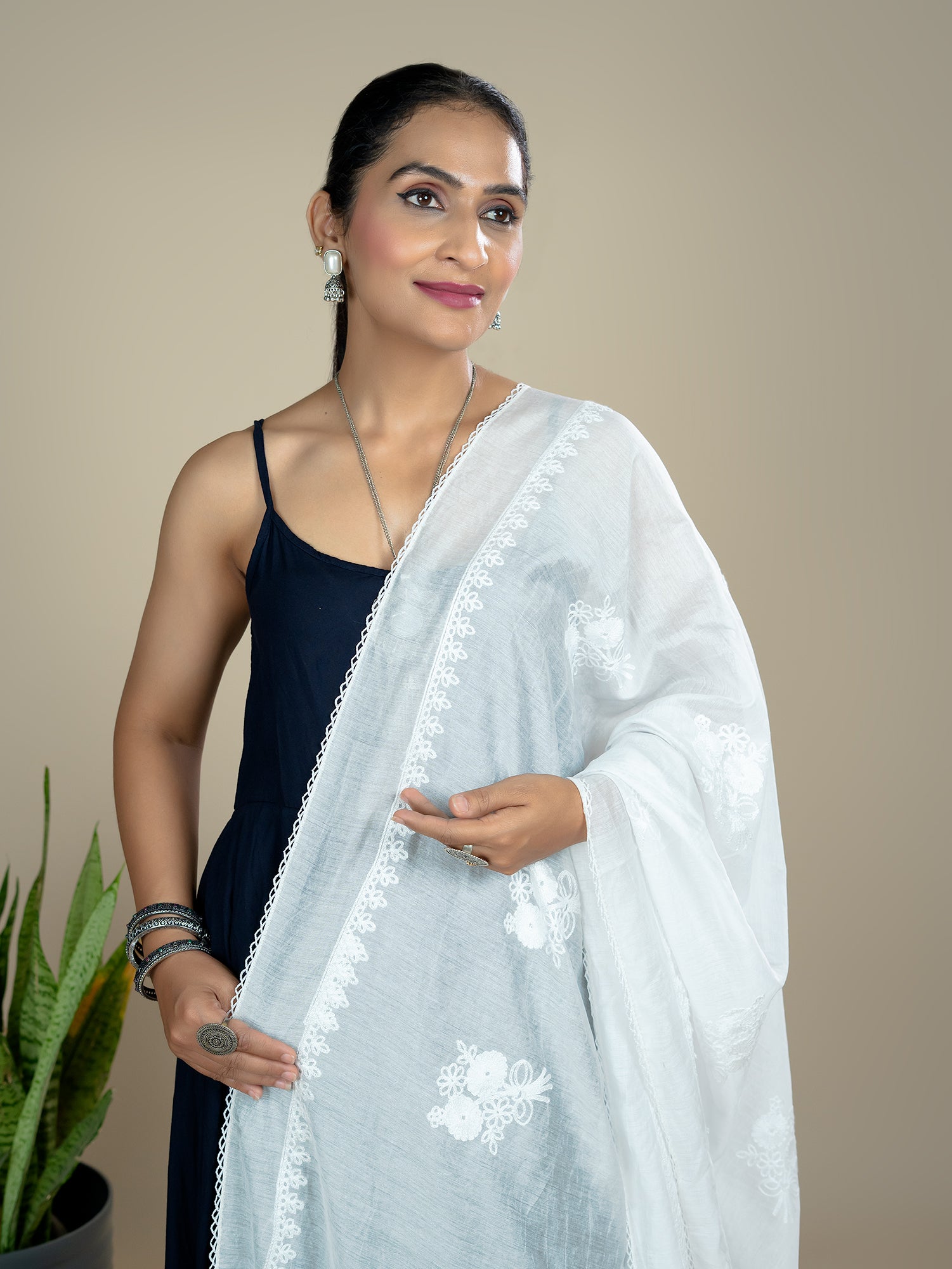 Embroidered Chanderi Dupatta