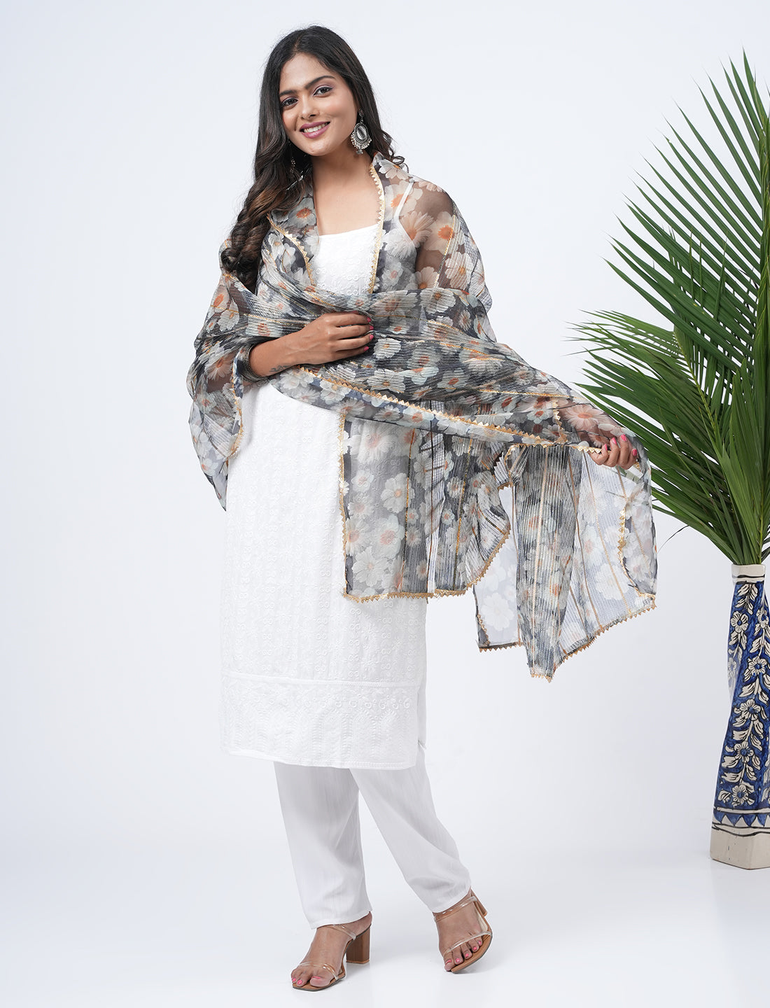 Floral Organza Dupatta