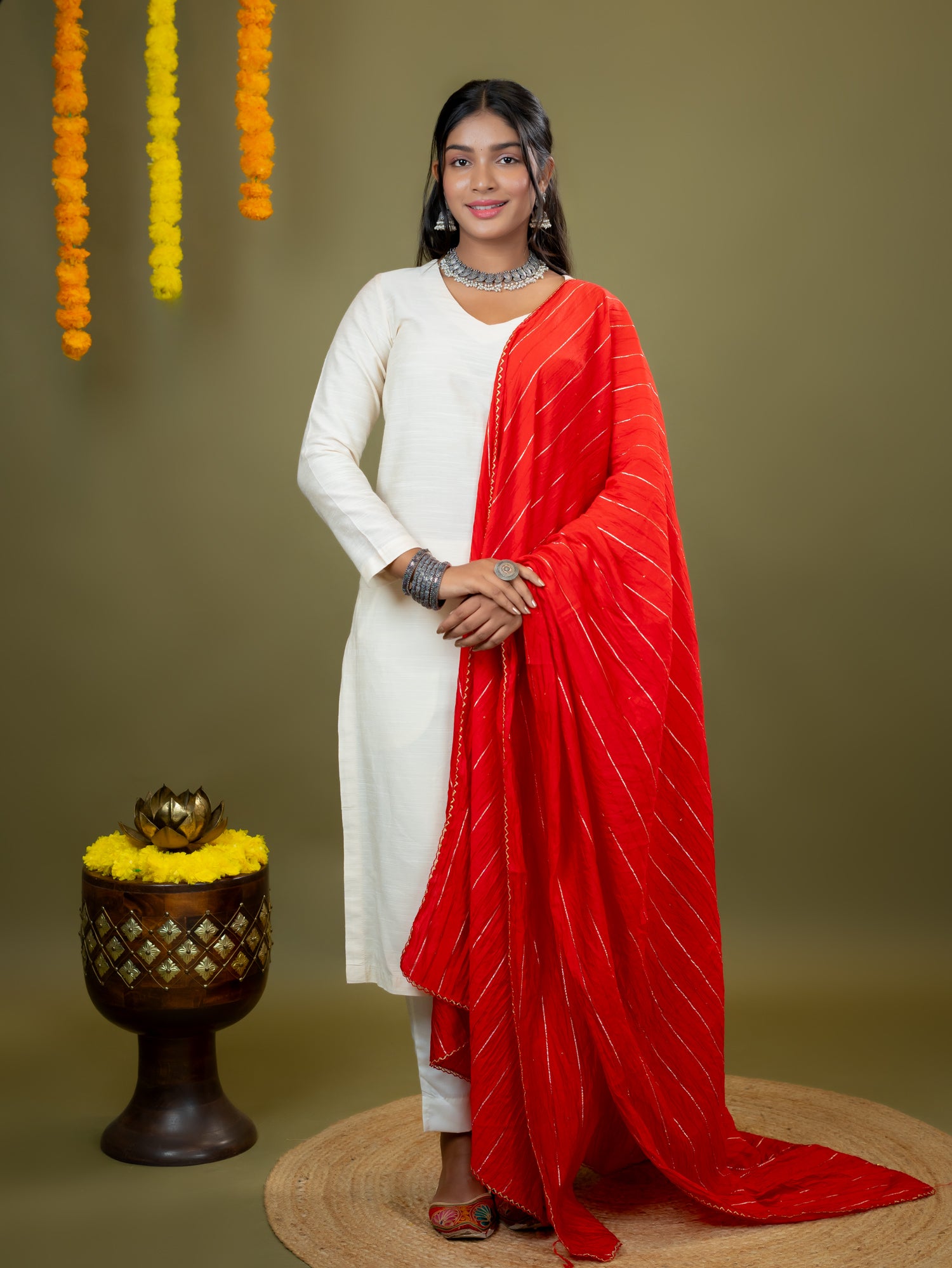 Embroidered Chinon Dupatta