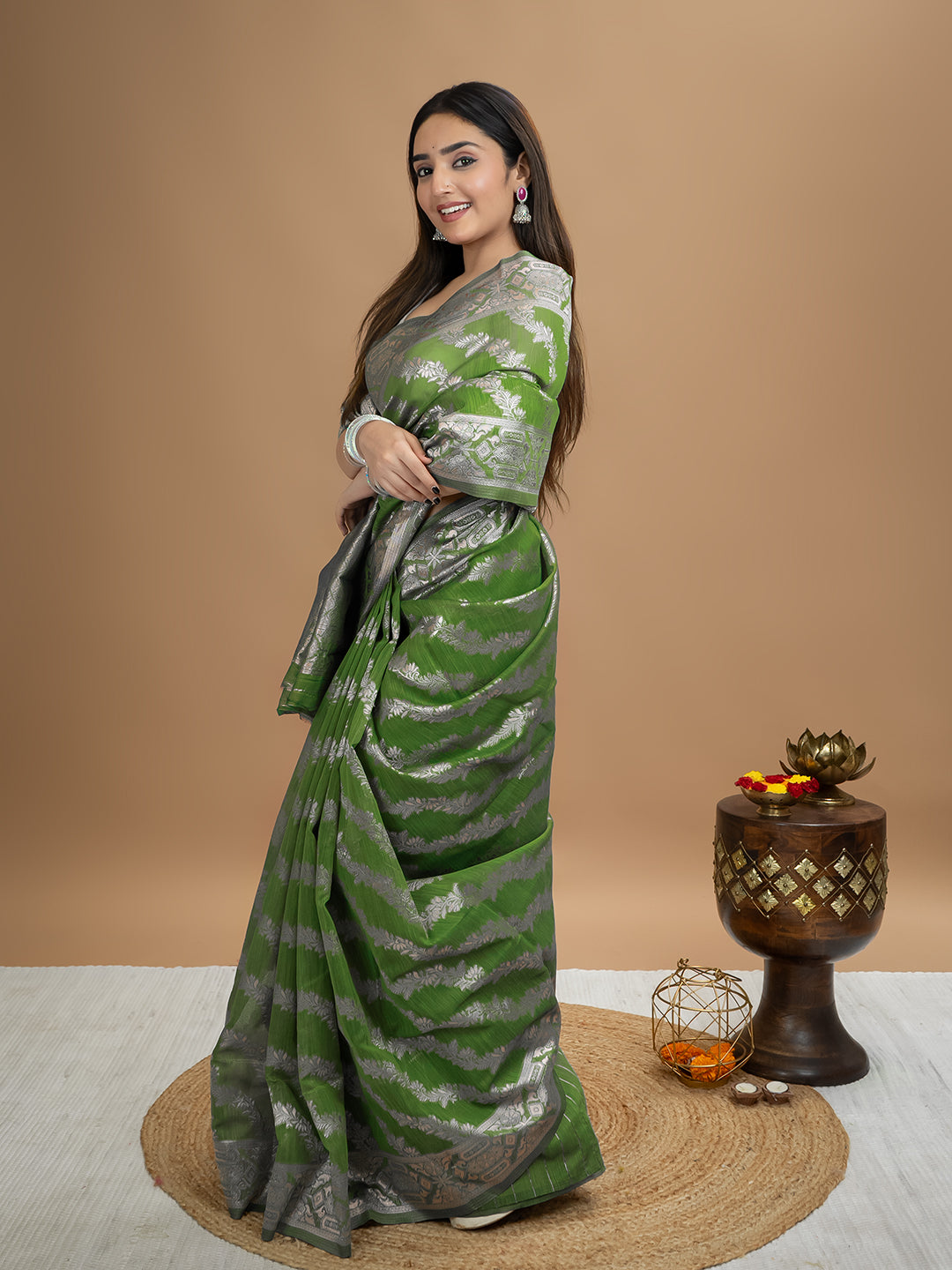 Floral Cotton Linen Saree
