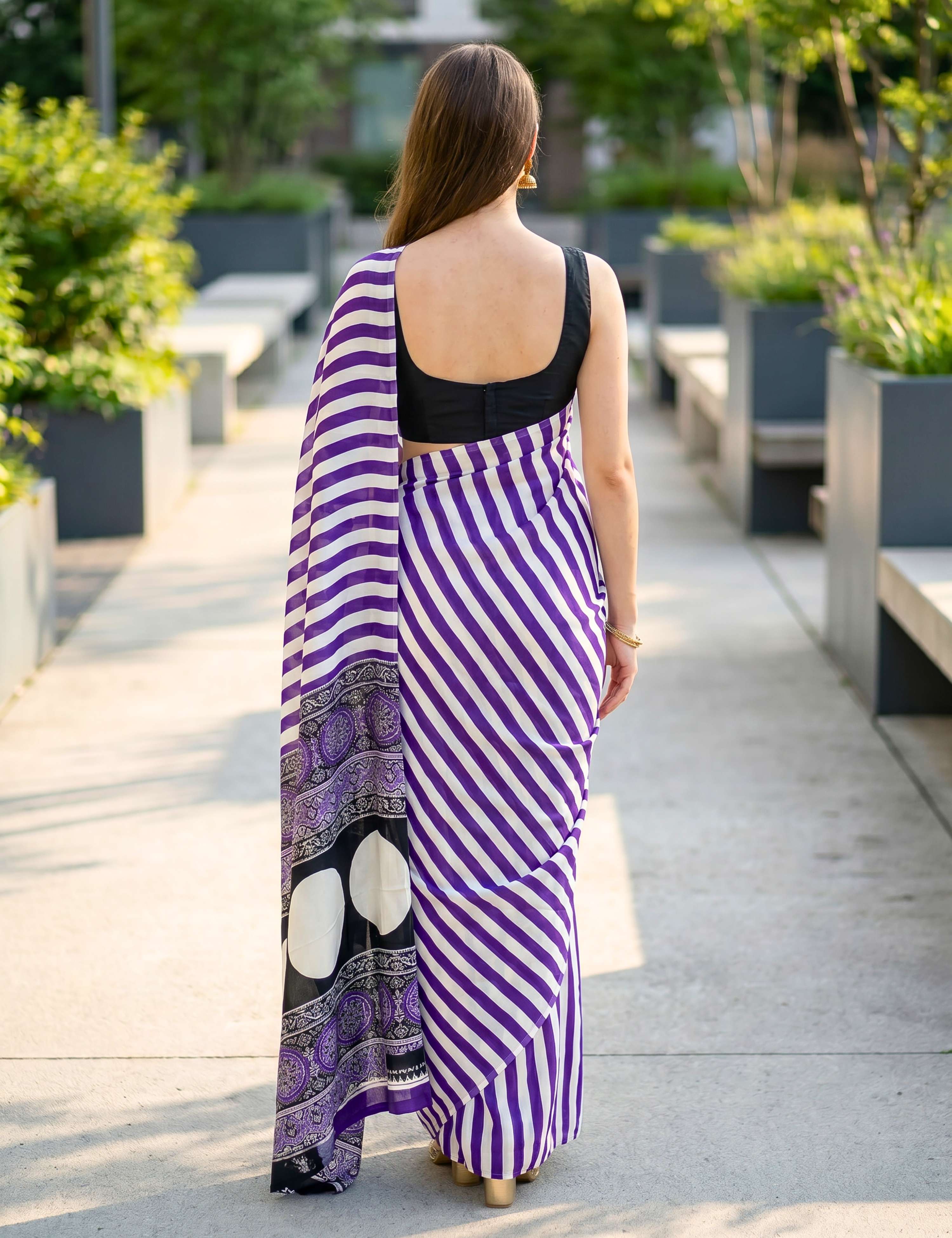Ajrakh Crepe Saree