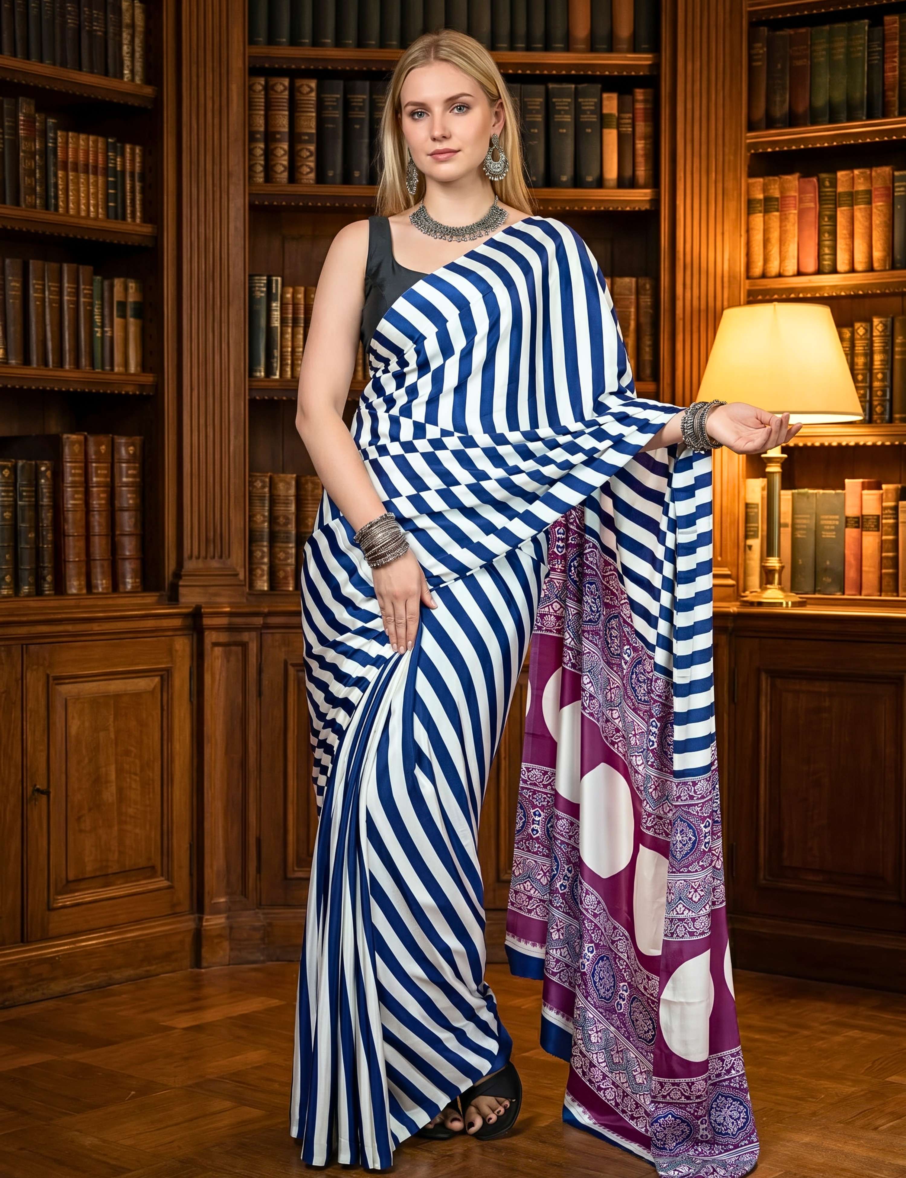 Ajrakh Crepe Saree