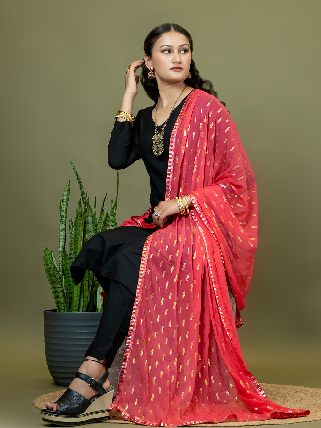 Chiffon Gold Print Dupatta