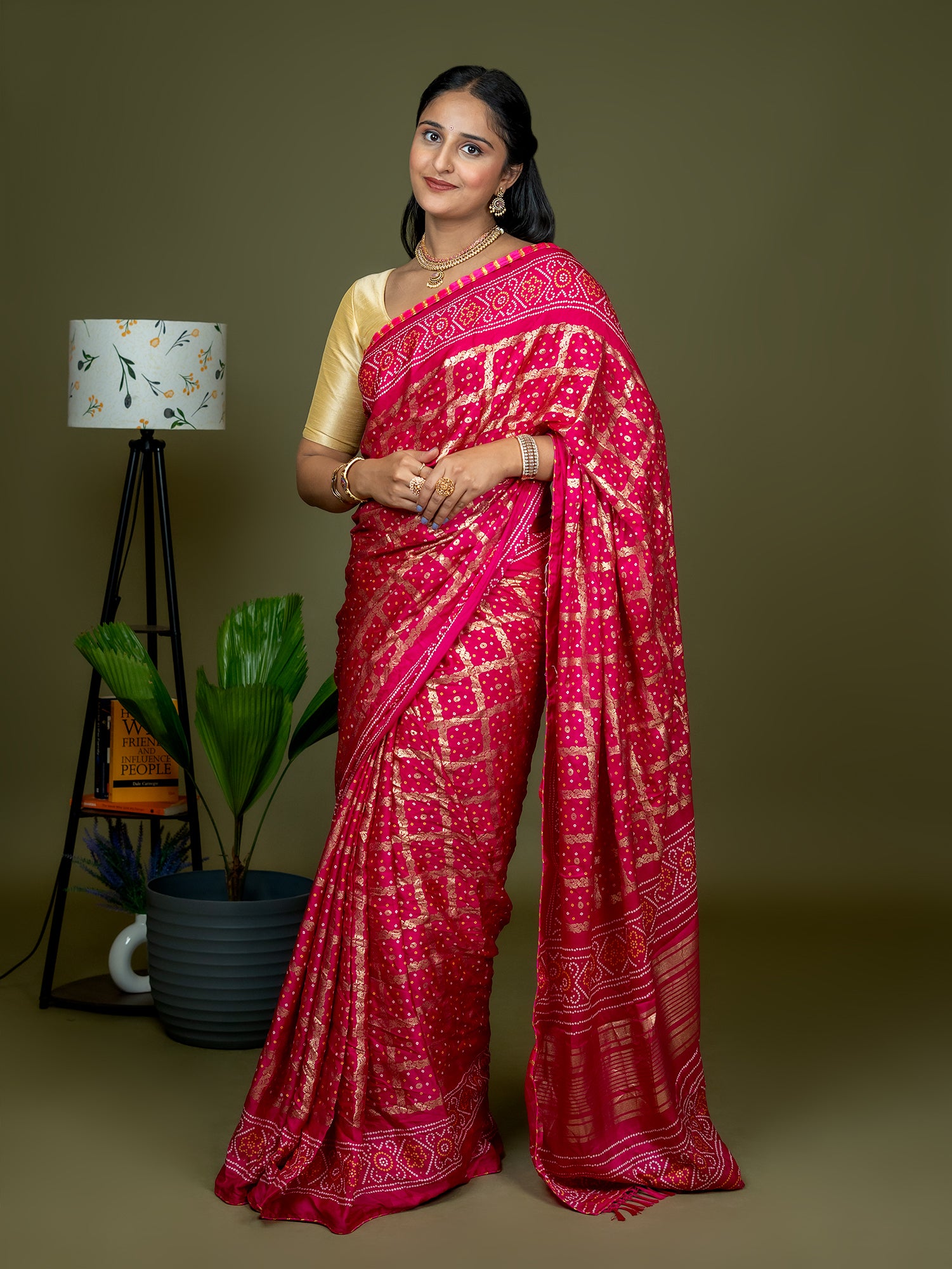 Fuchsia Bandhini Saree
