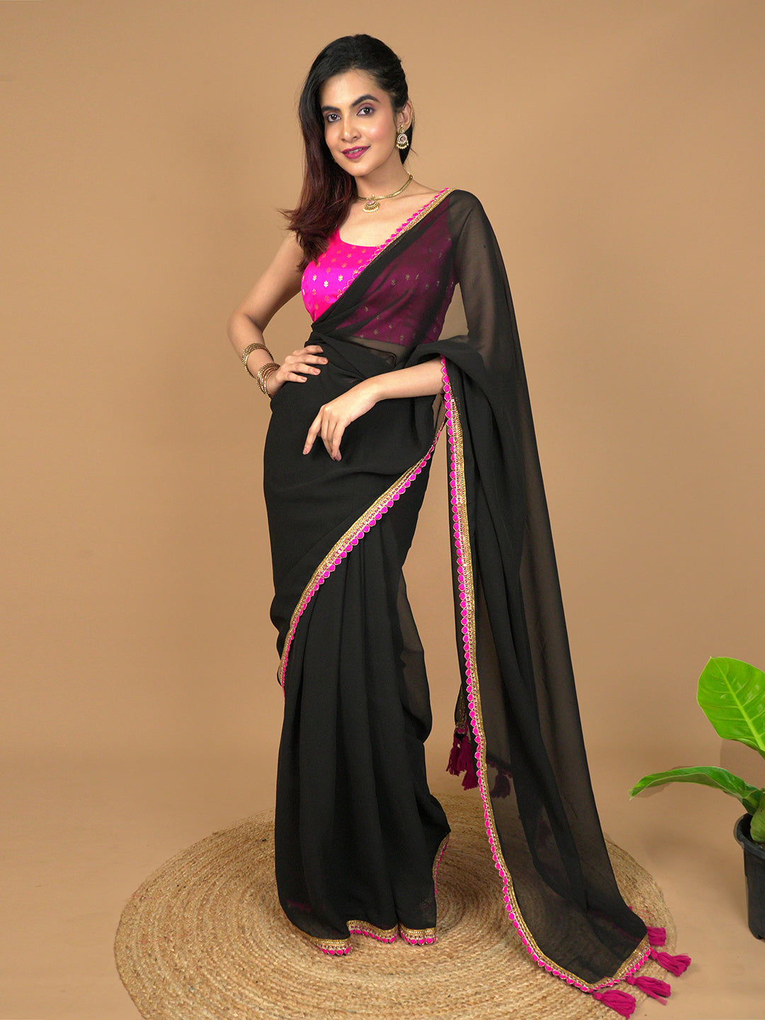 Solid Georgette Saree