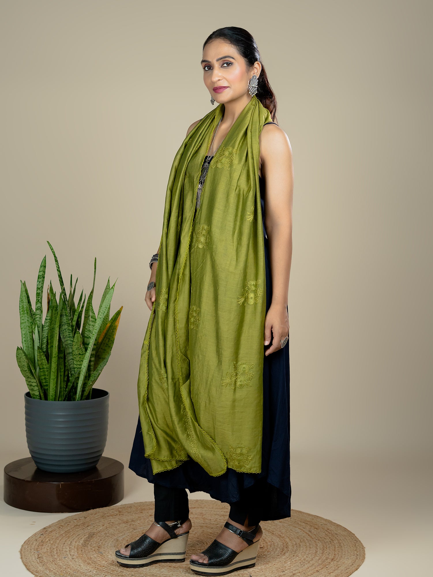 Embroidered Chanderi Dupatta