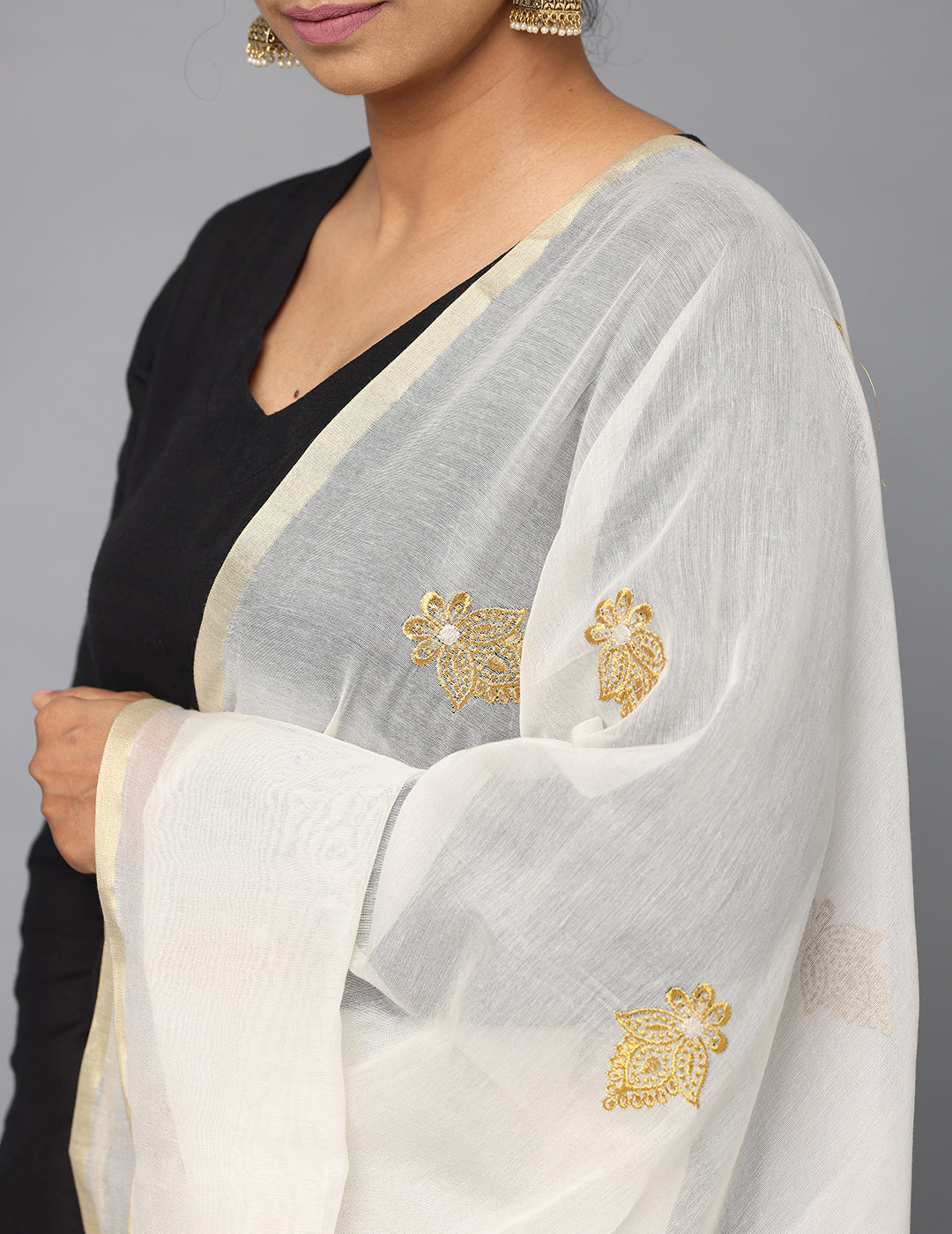 Embroidered Chanderi Dupatta