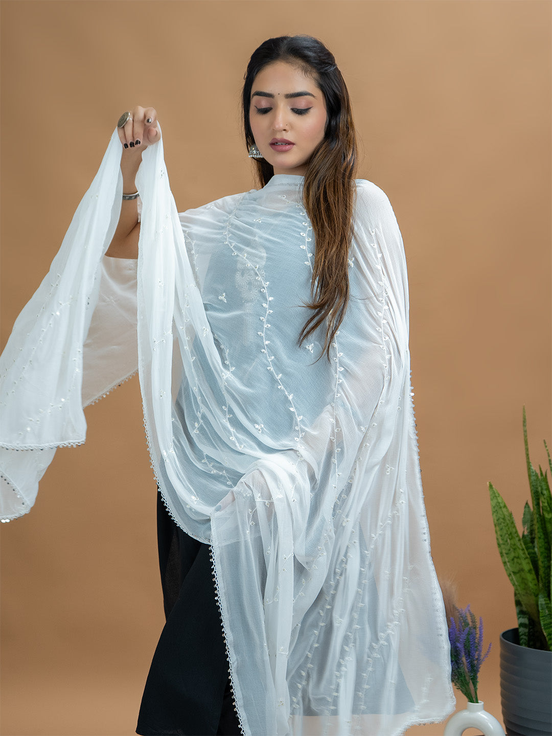 Embroidered Chiffon Dupatta