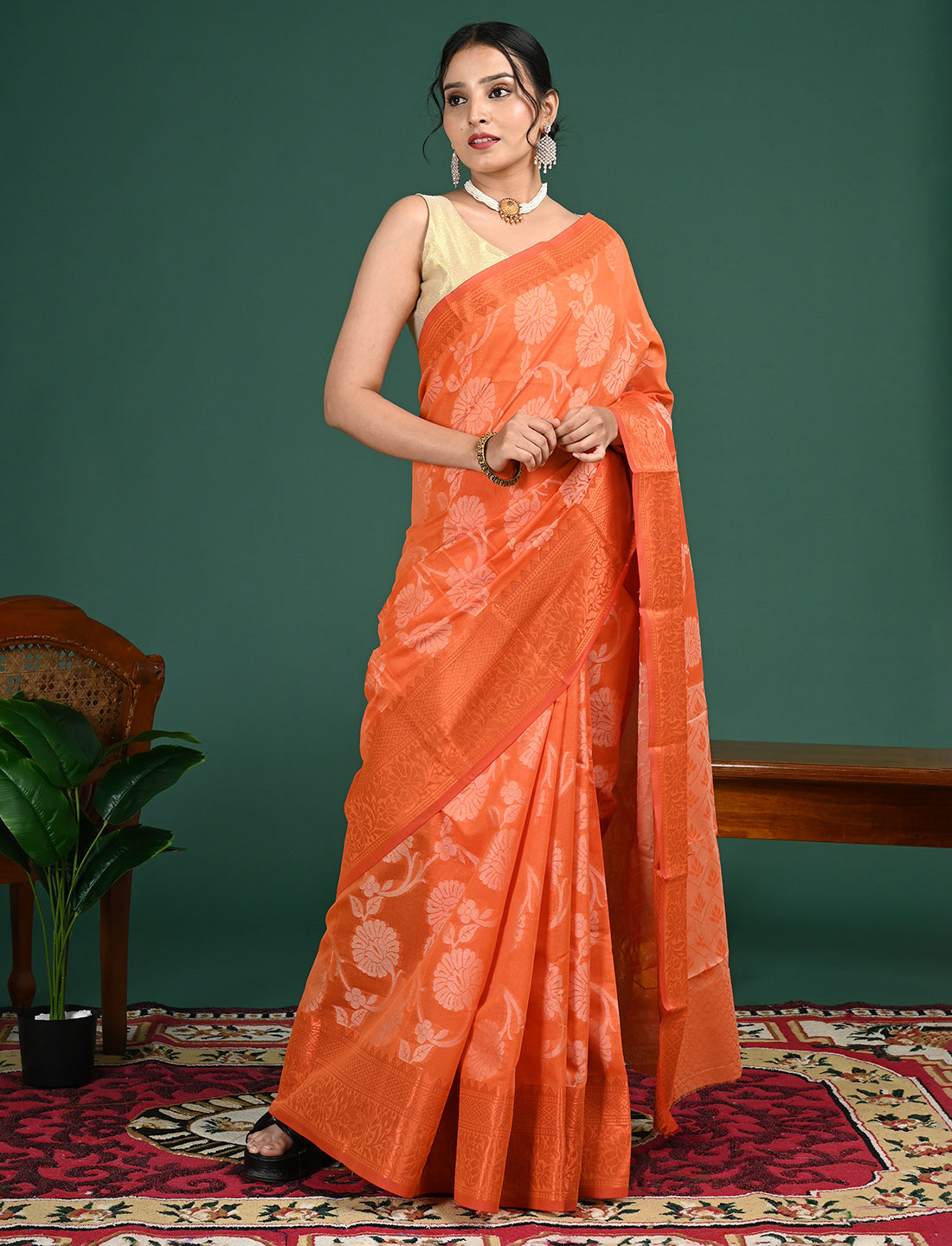 Kota Semi Cotton Geometric Saree