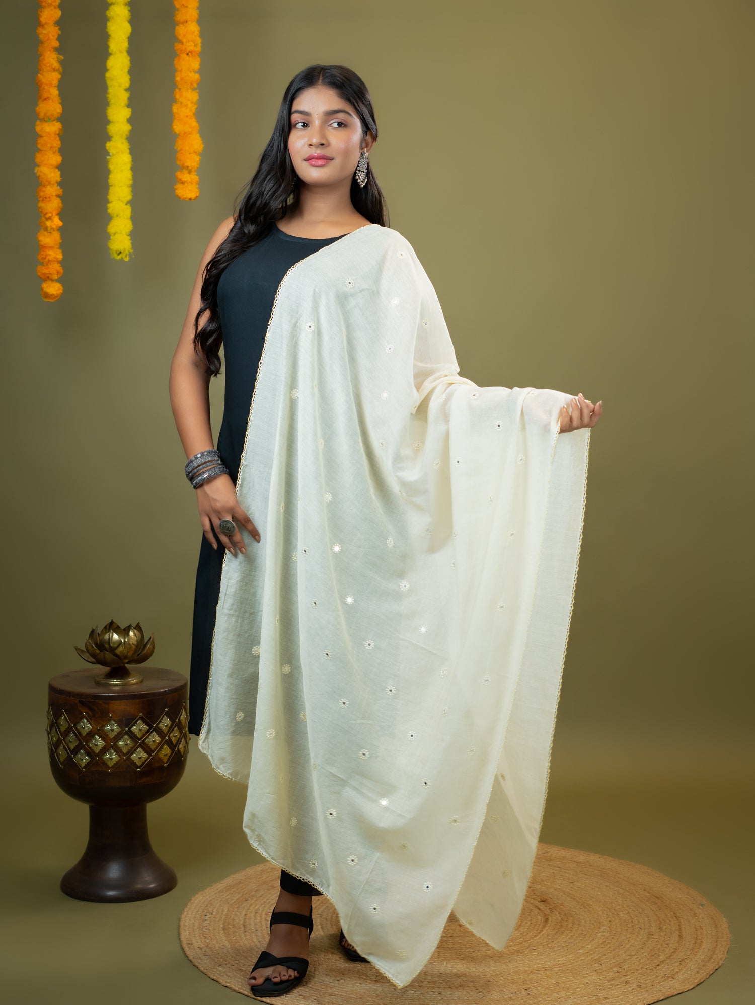 Embroidered Chanderi Dupatta