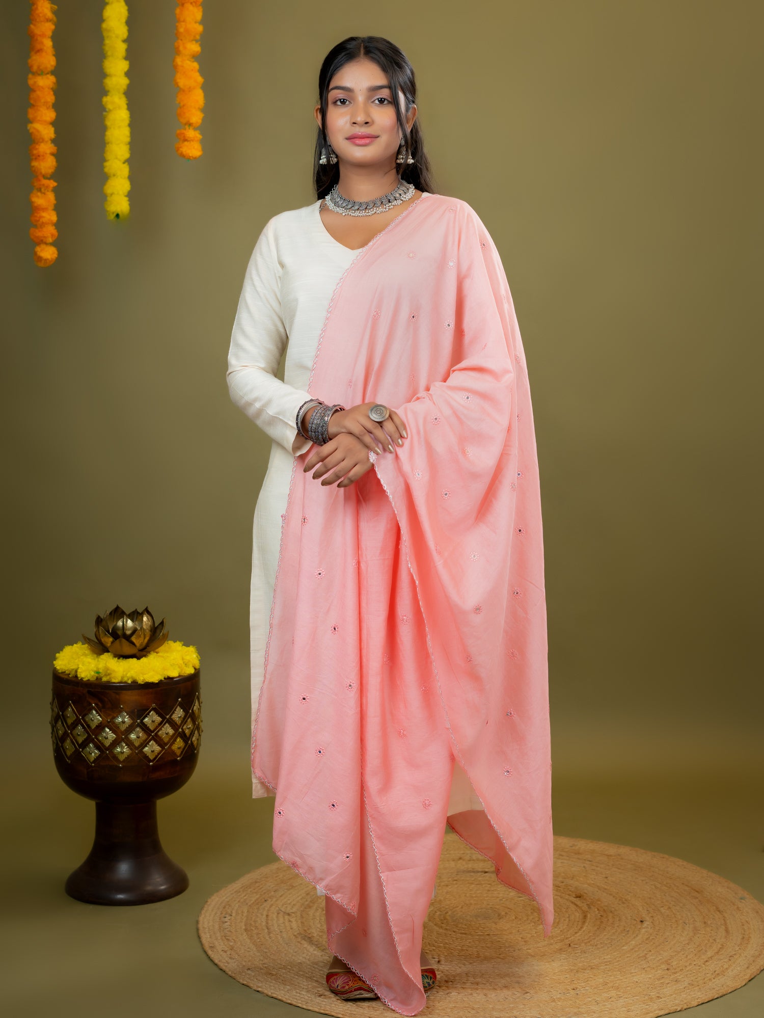 Embroidered Chanderi Dupatta