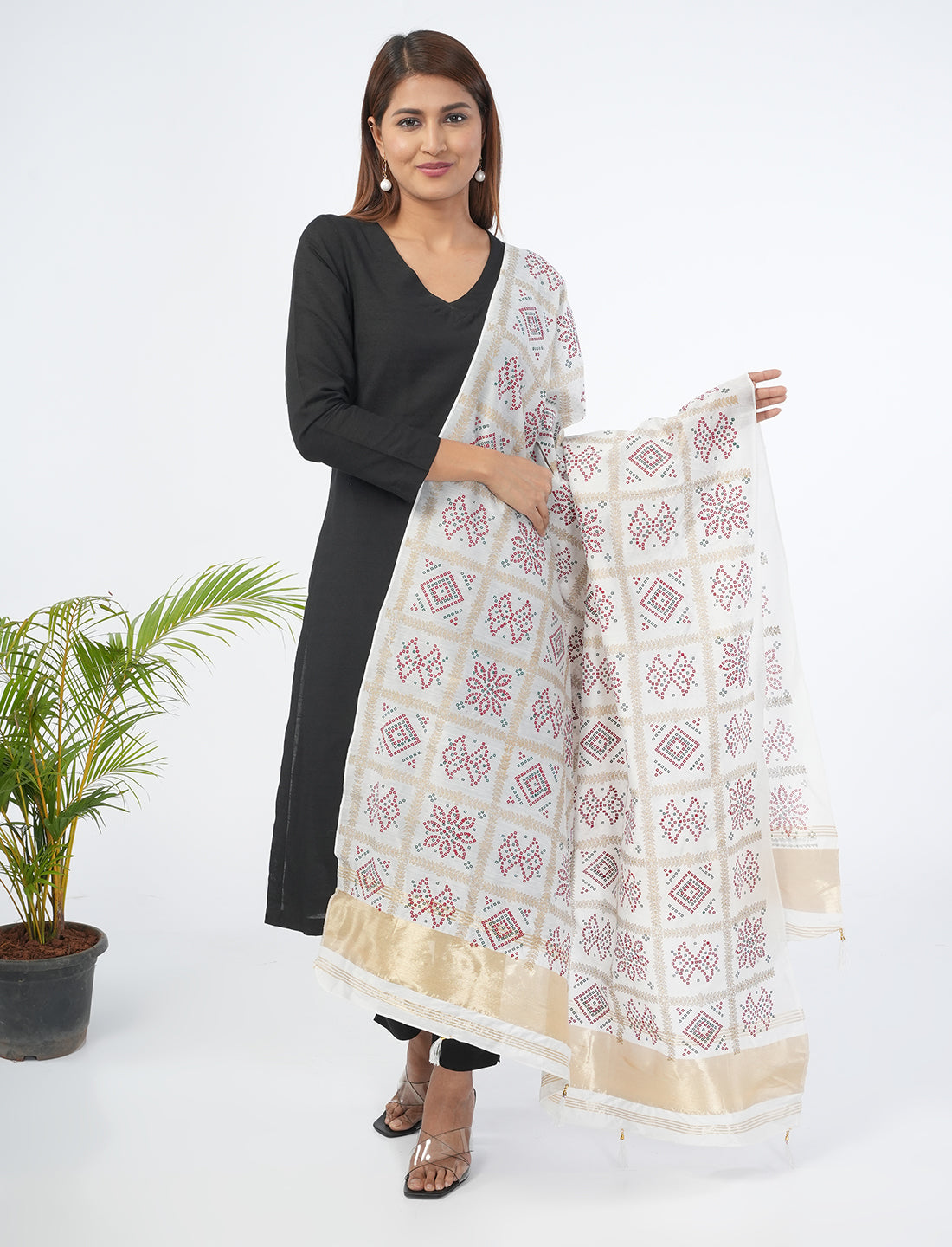 Ghatchola Checks Gaji Silk Dupatta