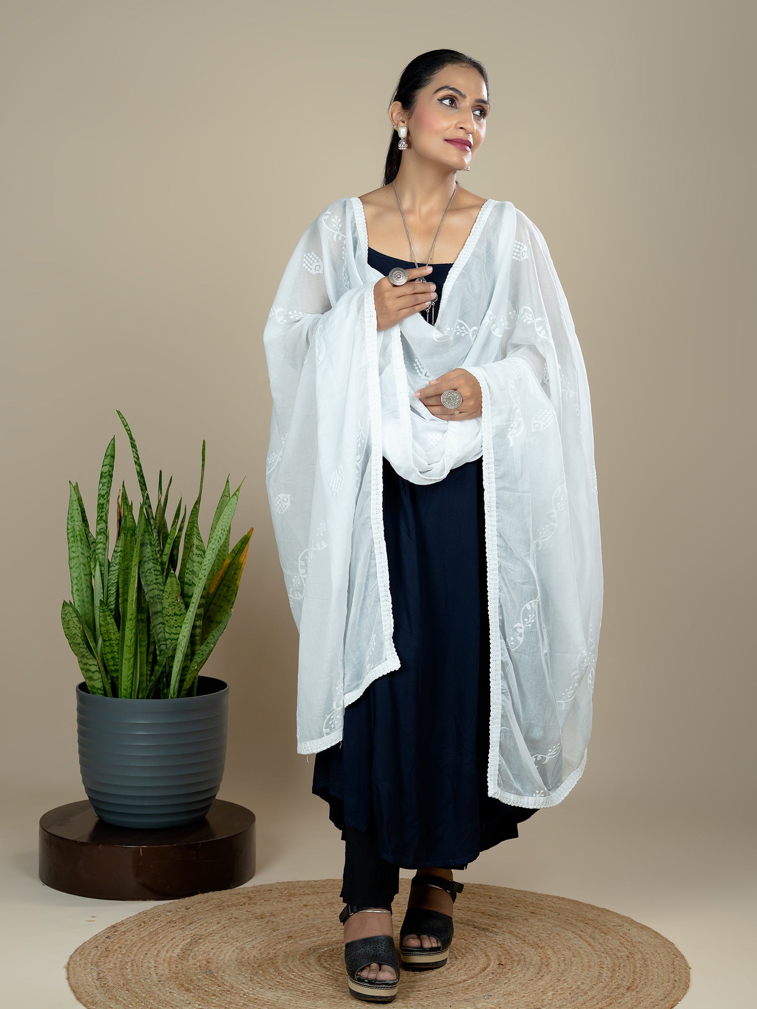Embroidered Cotton Dupatta
