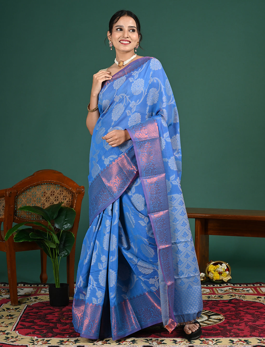 Kota Semi Cotton Geometric Saree