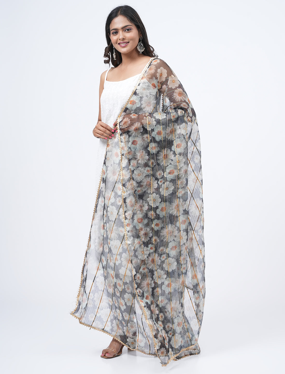 Floral Organza Dupatta