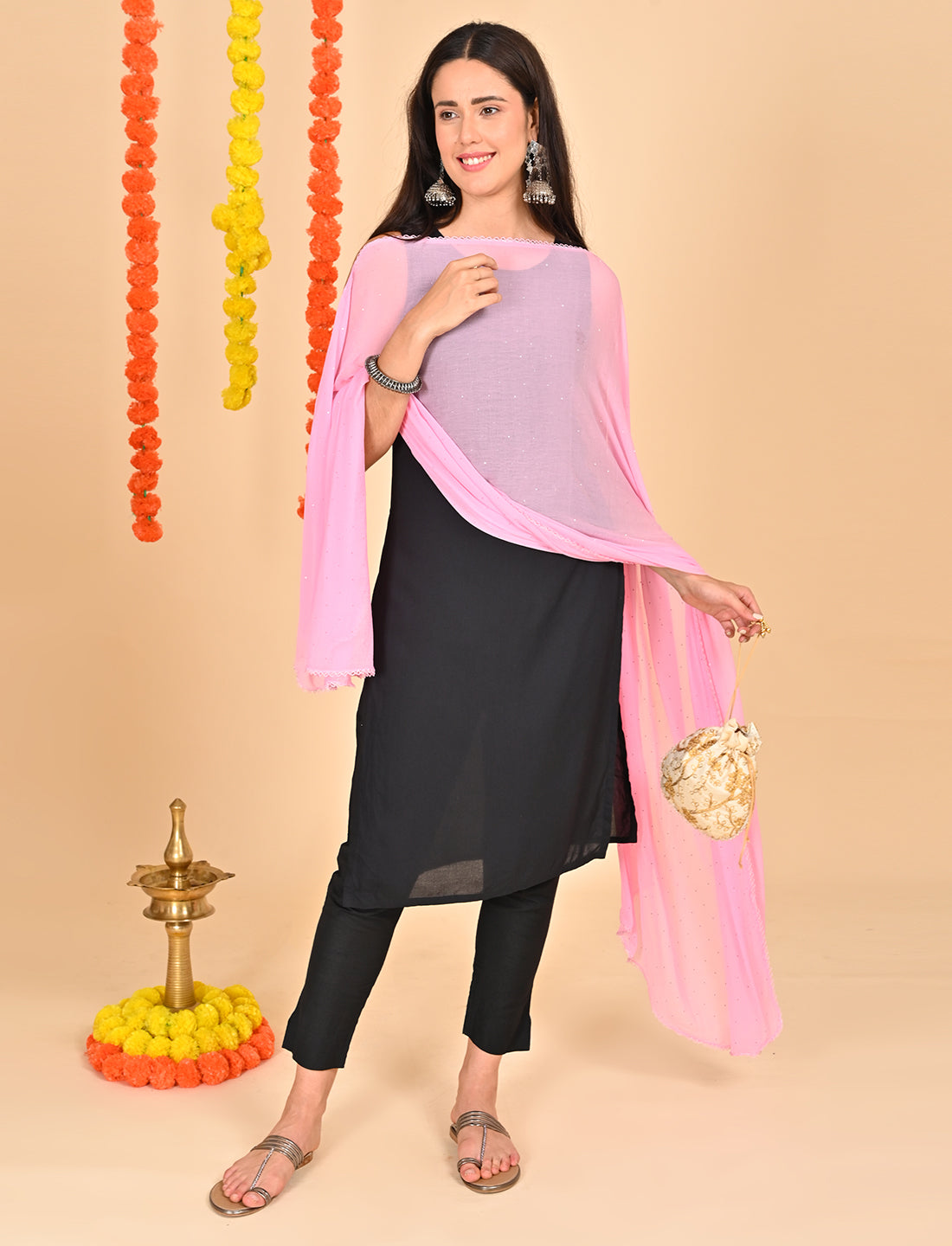 Ditsy Swarovski  Chiffon Dupatta