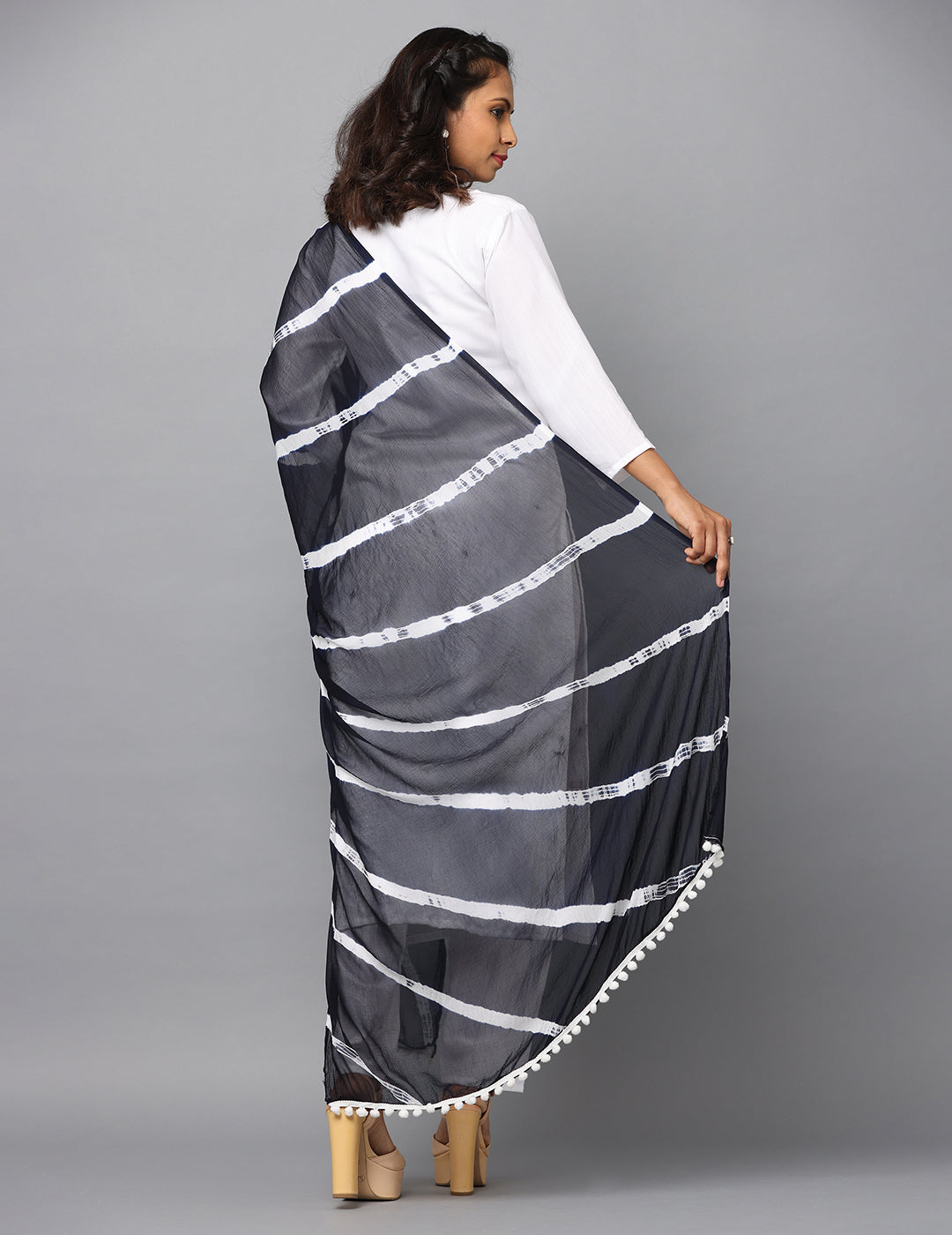 Striped Bandhini Chiffon Dupatta