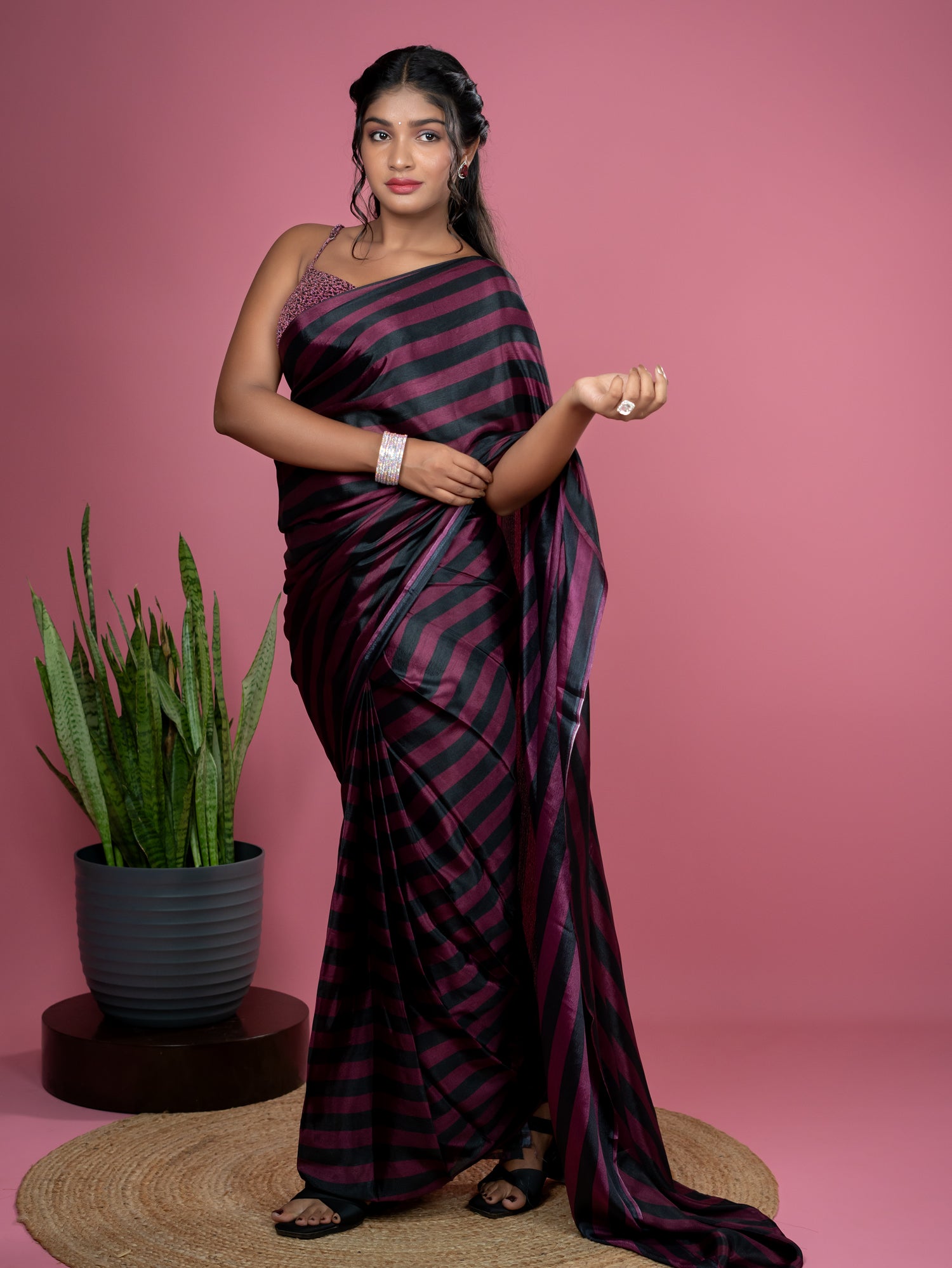 Purple Ready to Wear Party Saree