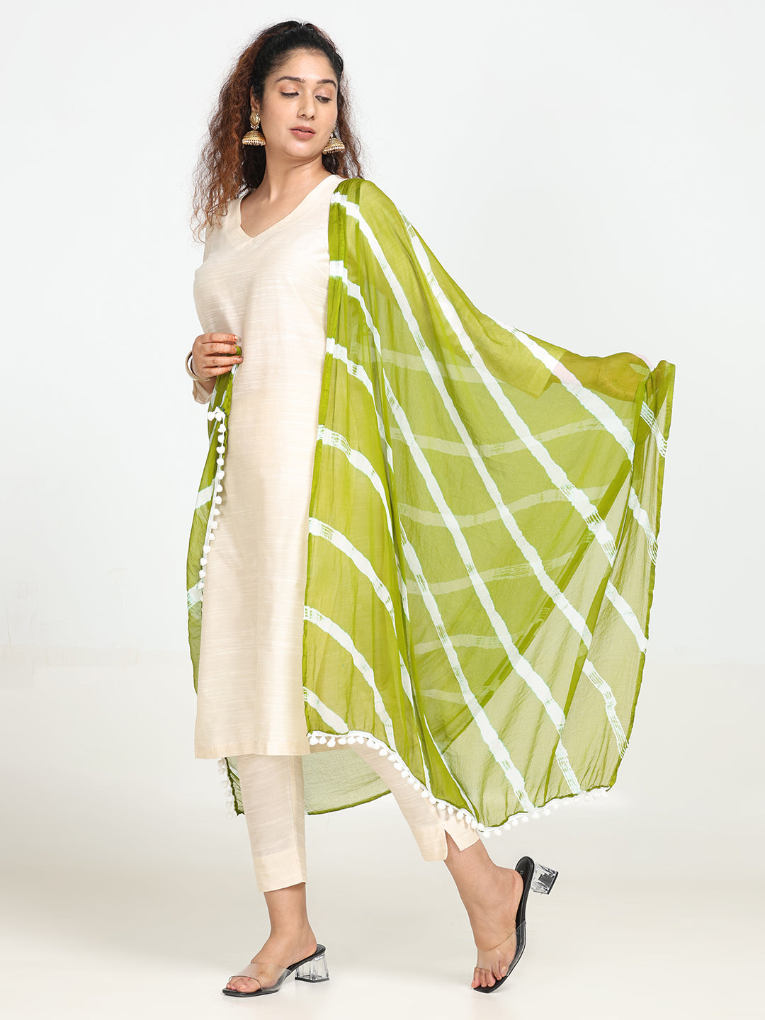 Striped Bandhini Chiffon Dupatta