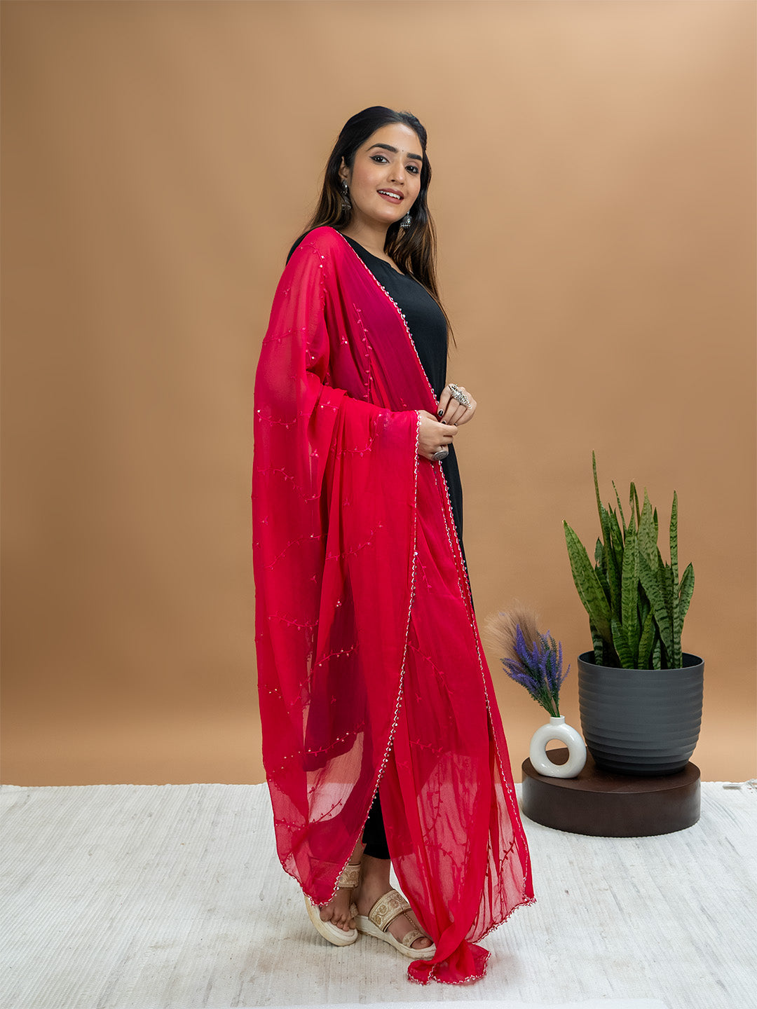 Embroidered Chiffon Dupatta