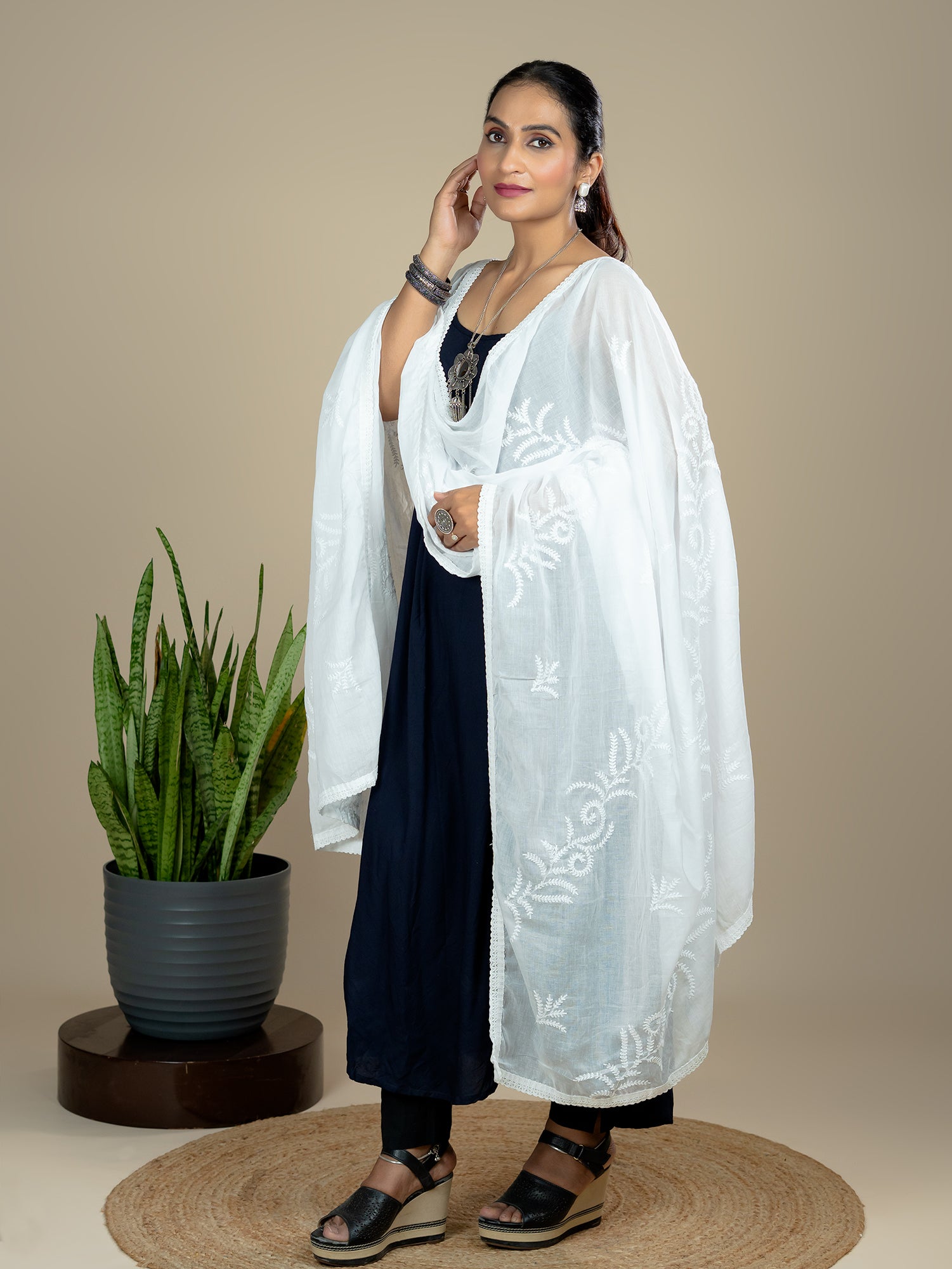 Embroidered Cotton Dupatta