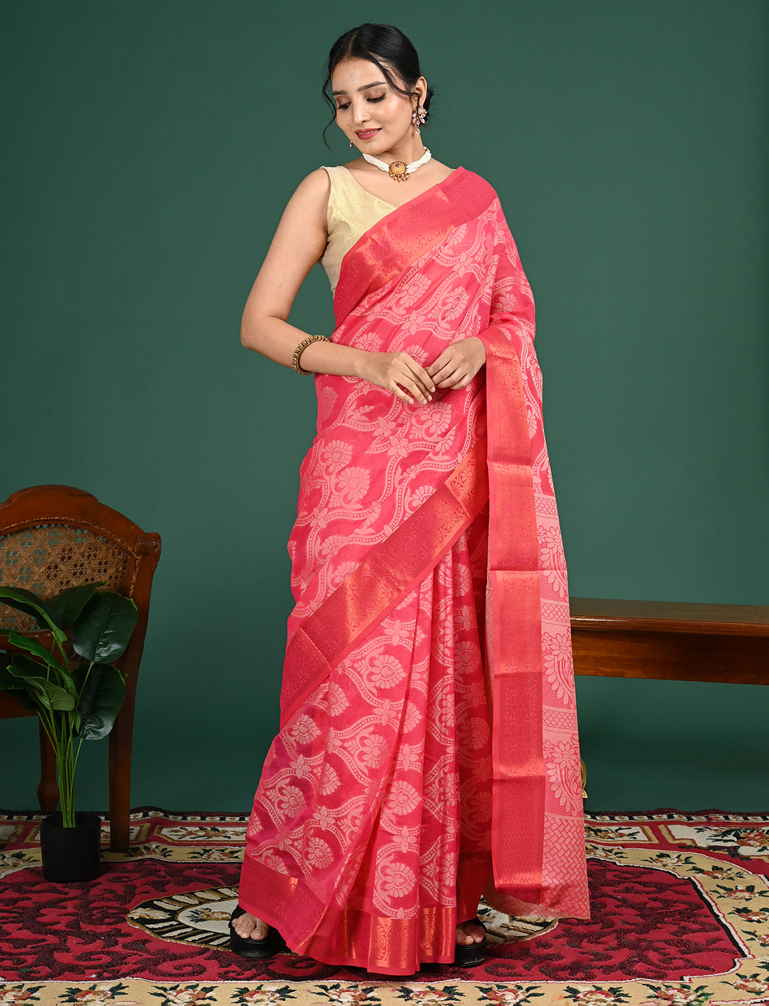 Kota Semi Cotton Geometric Saree