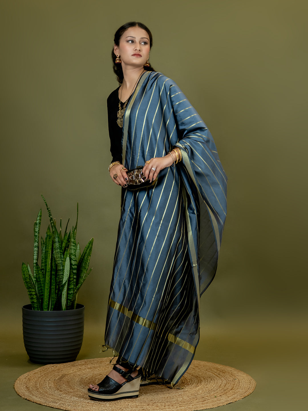 Banarasi Silk Stripe Dupatta