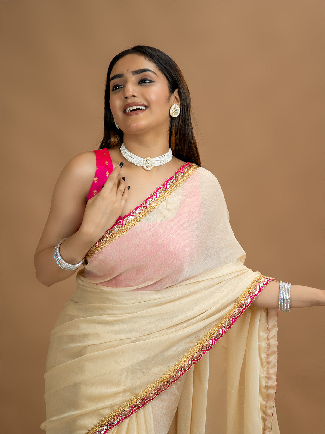 Solid Georgette Saree