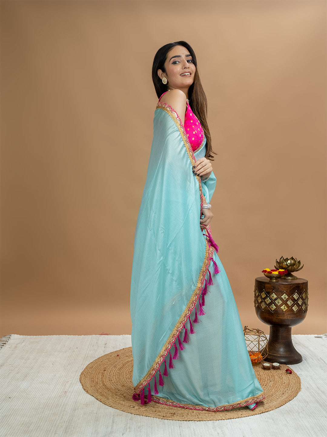 Seagreen Party Saree