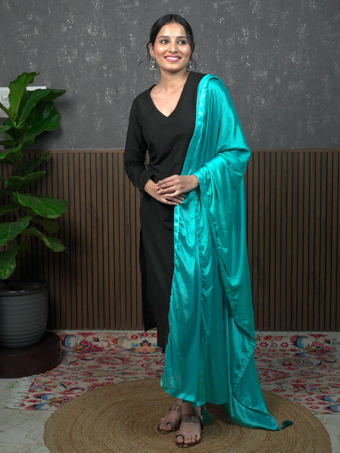 Solid Satin Crepe Dupatta